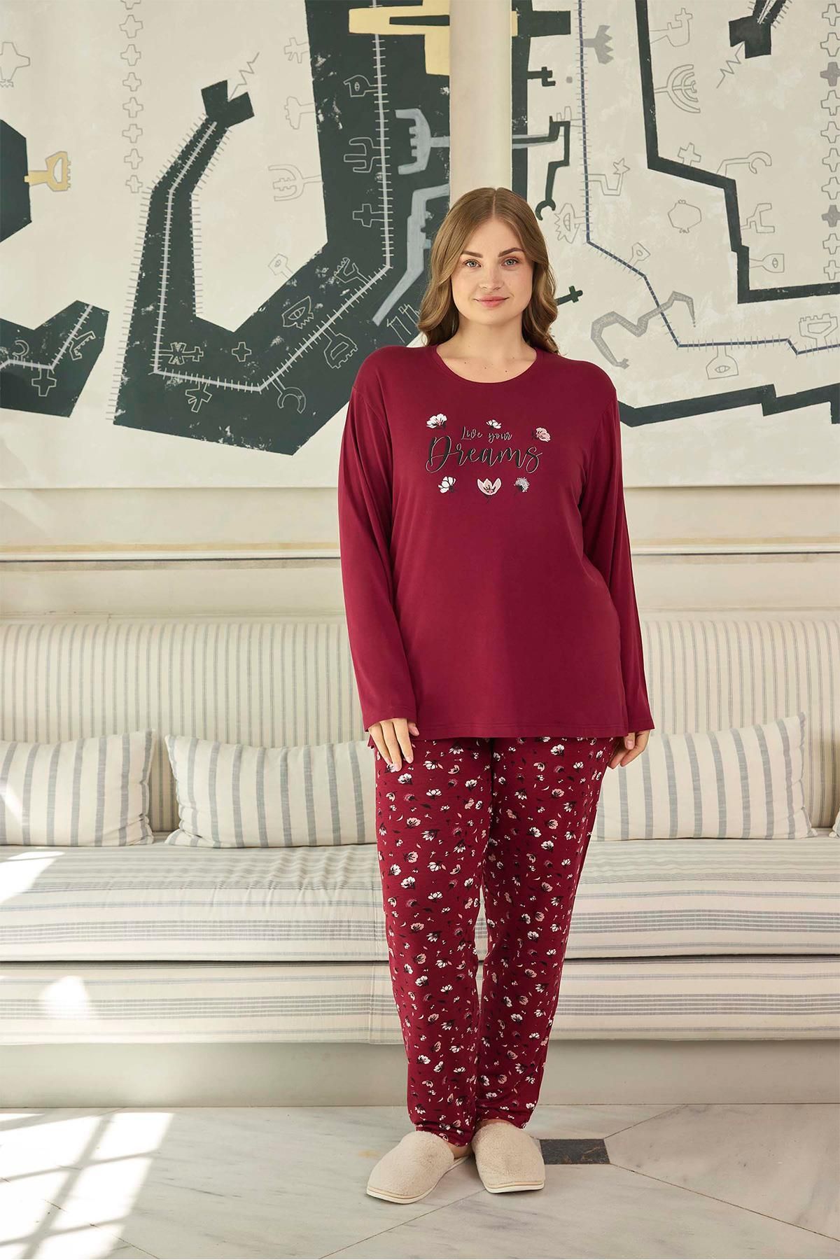 Aydoğan-Set de pijamale Burgundy Dreams - Femei, Marime Plus, 0642 2