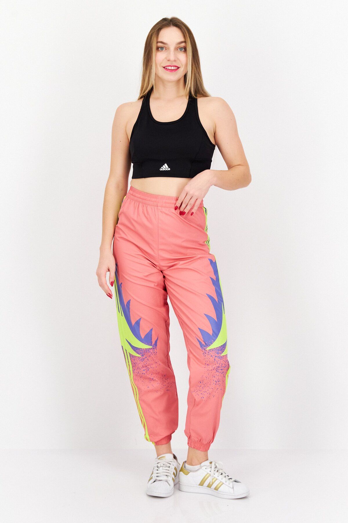 Adidas Originals-Women Sportswear Fit Drawstring Training Track Pant, Pink Combo 4