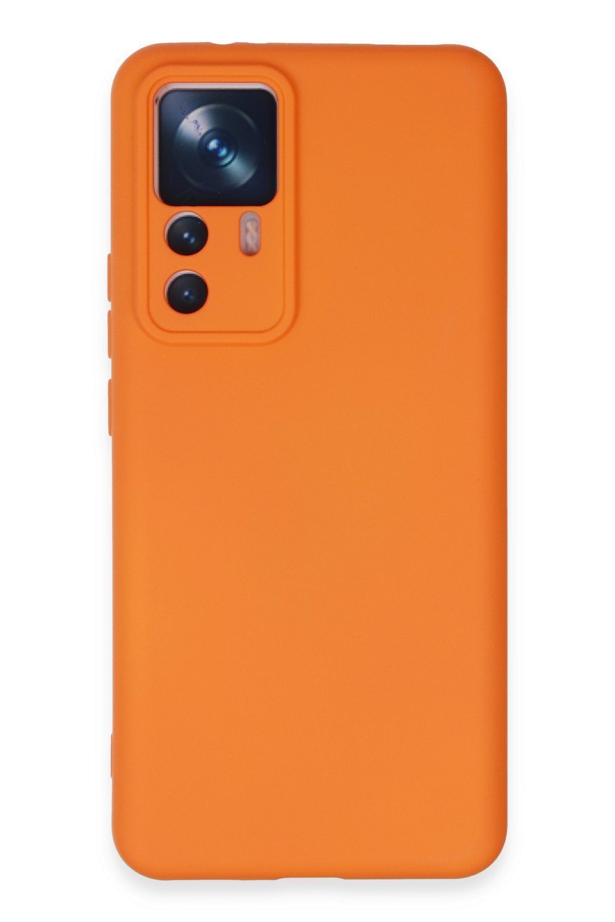 cepmoda xiaomi Mi 12T PRO KILIF - Pastel Soft Dokulu Lansman Kapak içi Süet v15 TURUNCU