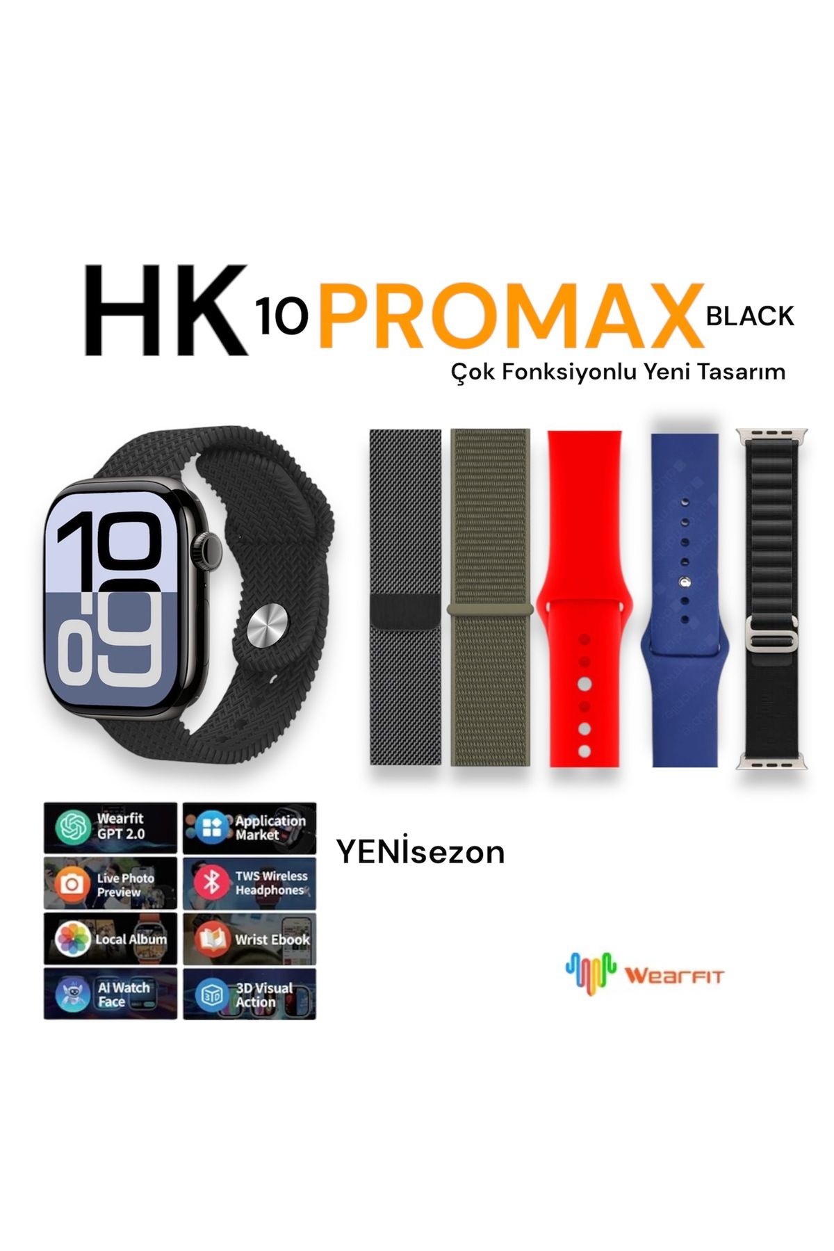 HK10 Pro Max Akıllı Saat – 2.02" AMOLED Ekran, Sohbet, Yerel Müzik ,Yerçekimi Sensörü YENİ TASARIM