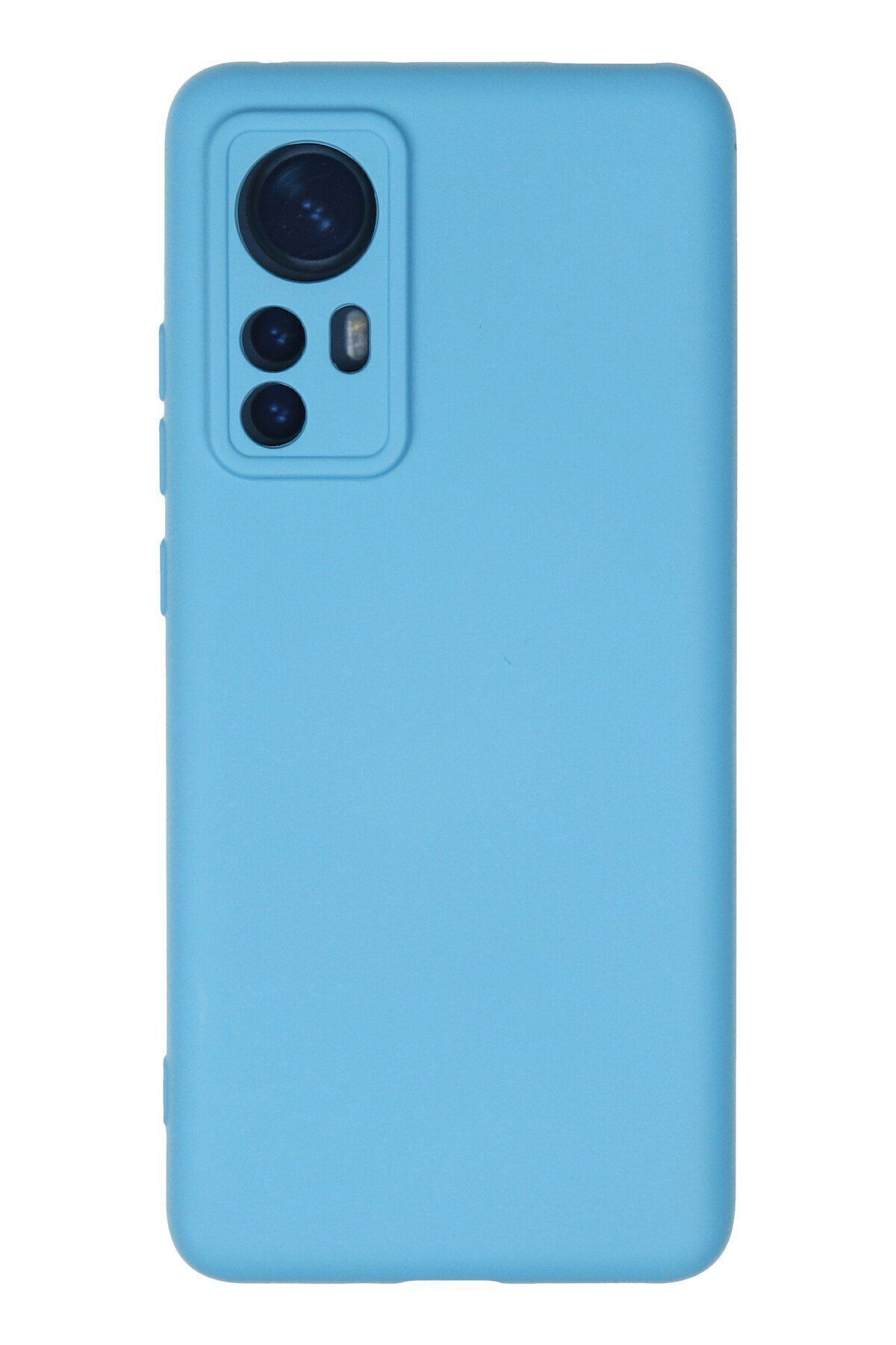 cepmoda xiaomi Mi 12X KILIF - Pastel Soft Dokulu Lansman Kapak içi Süet v15 MAVİ