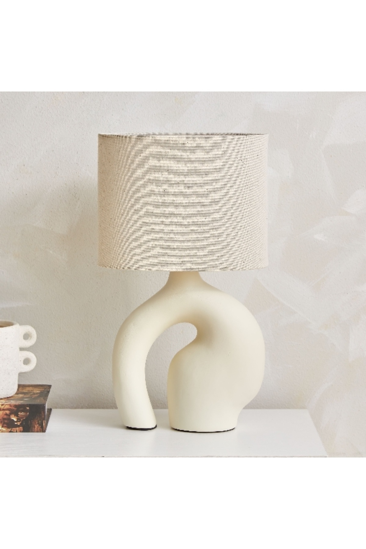 Home Box Novalie Ceramic Table Lamp with Linen Shade - 39 cm