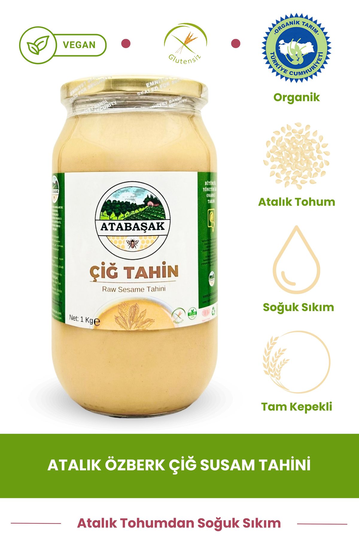 ATABAŞAK Organik Atalık Özberk Çiğ Susam Tahini 1 Kg