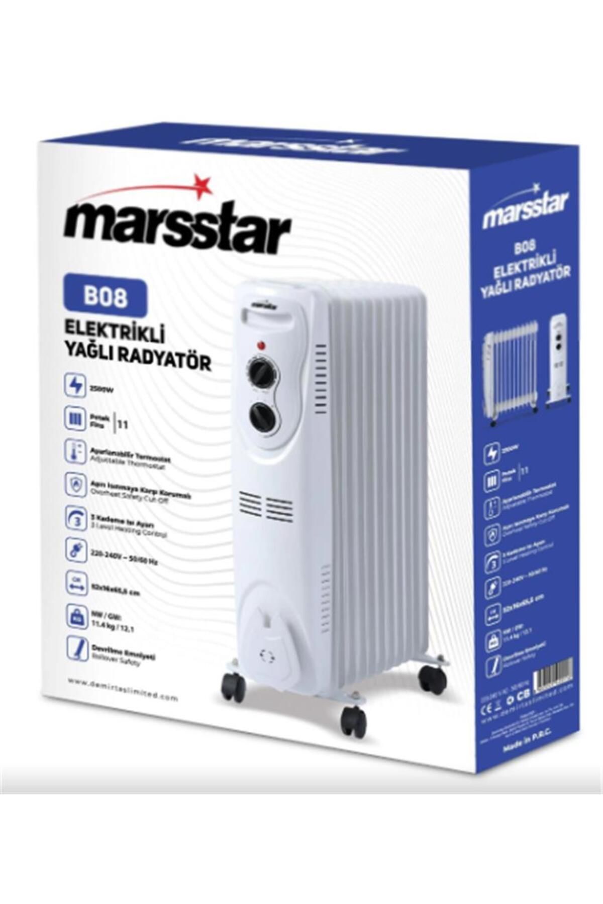 Marsstar B-08 11 Dilim Yağlı Radyatör 3 Kademe Isı