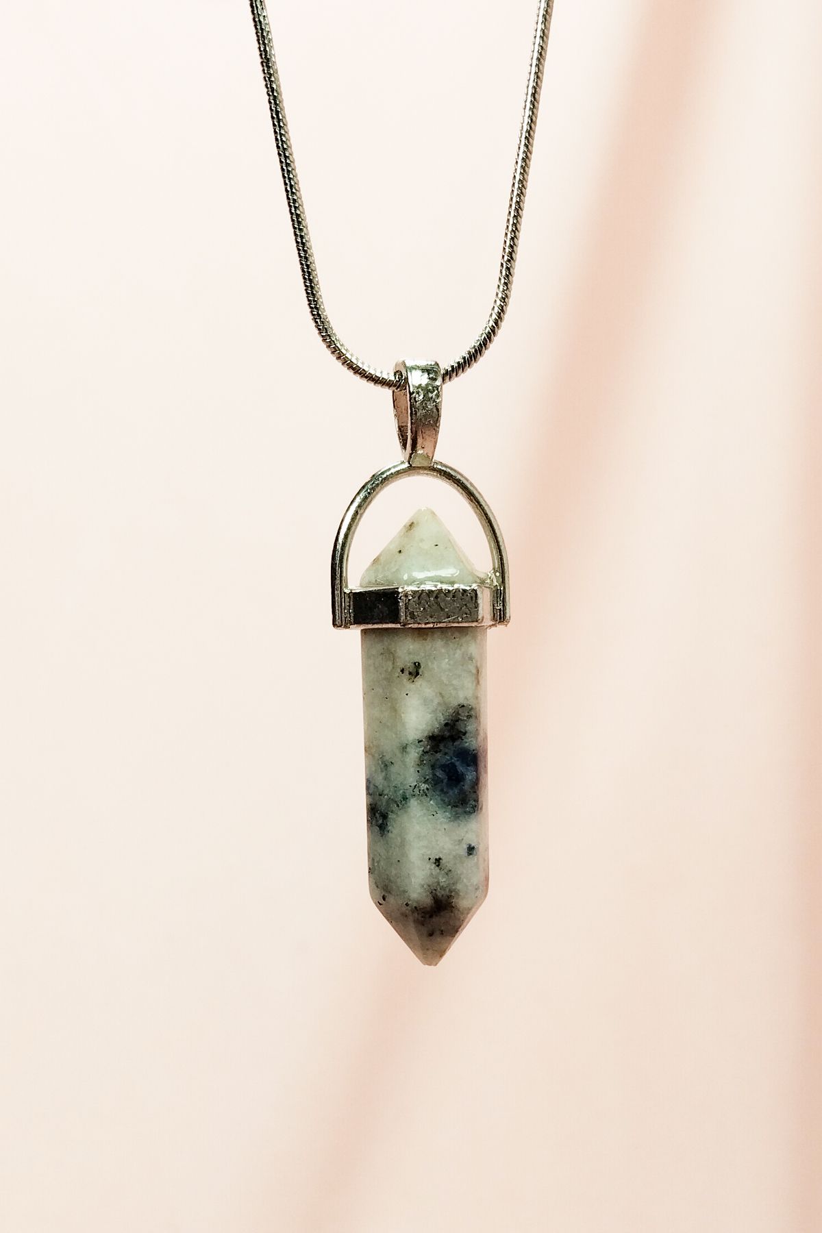 sahbülstore-Blue Quartz Stone Chain Necklace - Handmade with Design, End: 35 cm - Sbs4401-3943 1