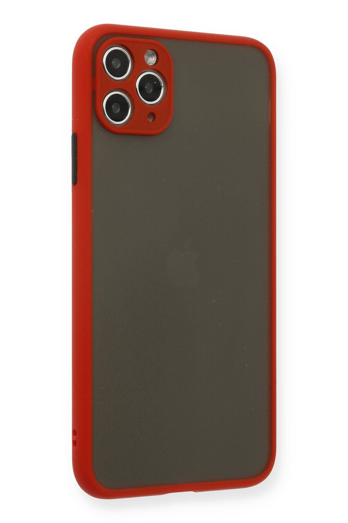 cepmoda iPhone 11 PRO MAX | Buzlu Şeffaf Silikon Mat Telefon Kılıfı – Darbeye Dayanıklı - KIRMIZI