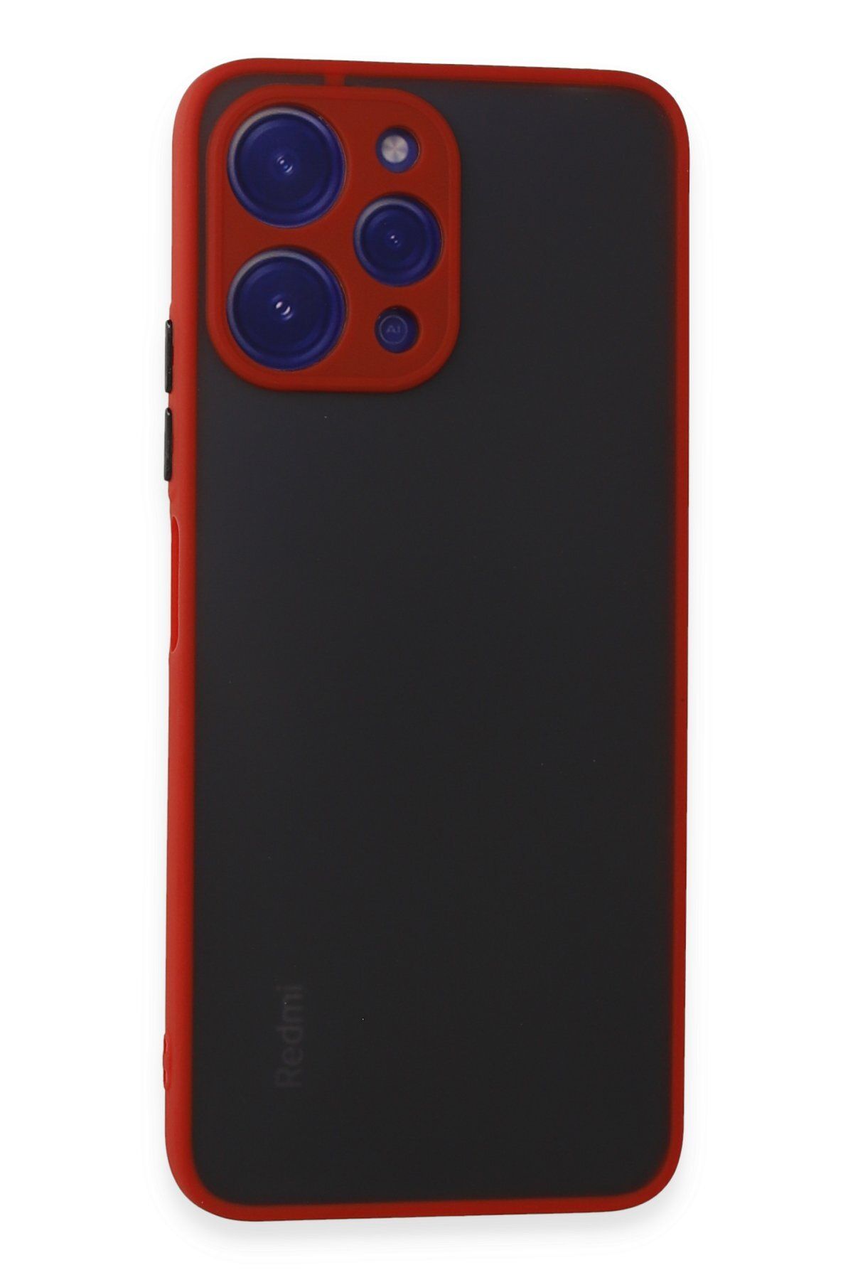 cepmoda XİAOMİ REDMİ 12 - Jux Mat Kapak Yanları Silikon Arkası Sert Pc Buzlu Kılıf - KIRMIZI
