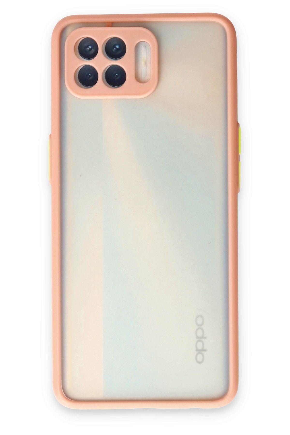 cepmoda OPPO RENO 4 LİTE | Buzlu Şeffaf Silikon Mat Telefon Kılıfı – Darbeye Dayanıklı - PEMBE