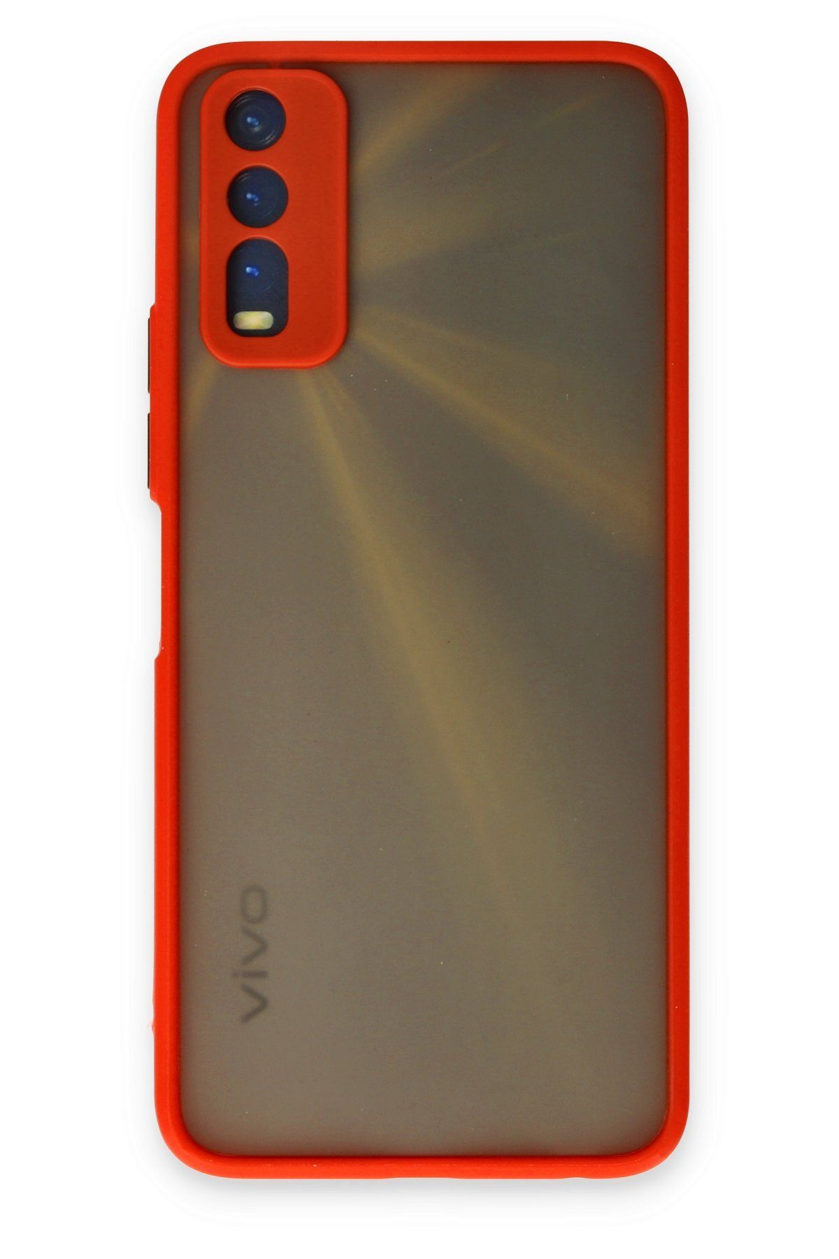 cepmoda VİVO Y11S | Buzlu Şeffaf Silikon Mat Telefon Kılıfı – Darbeye Dayanıklı - KIRMIZI