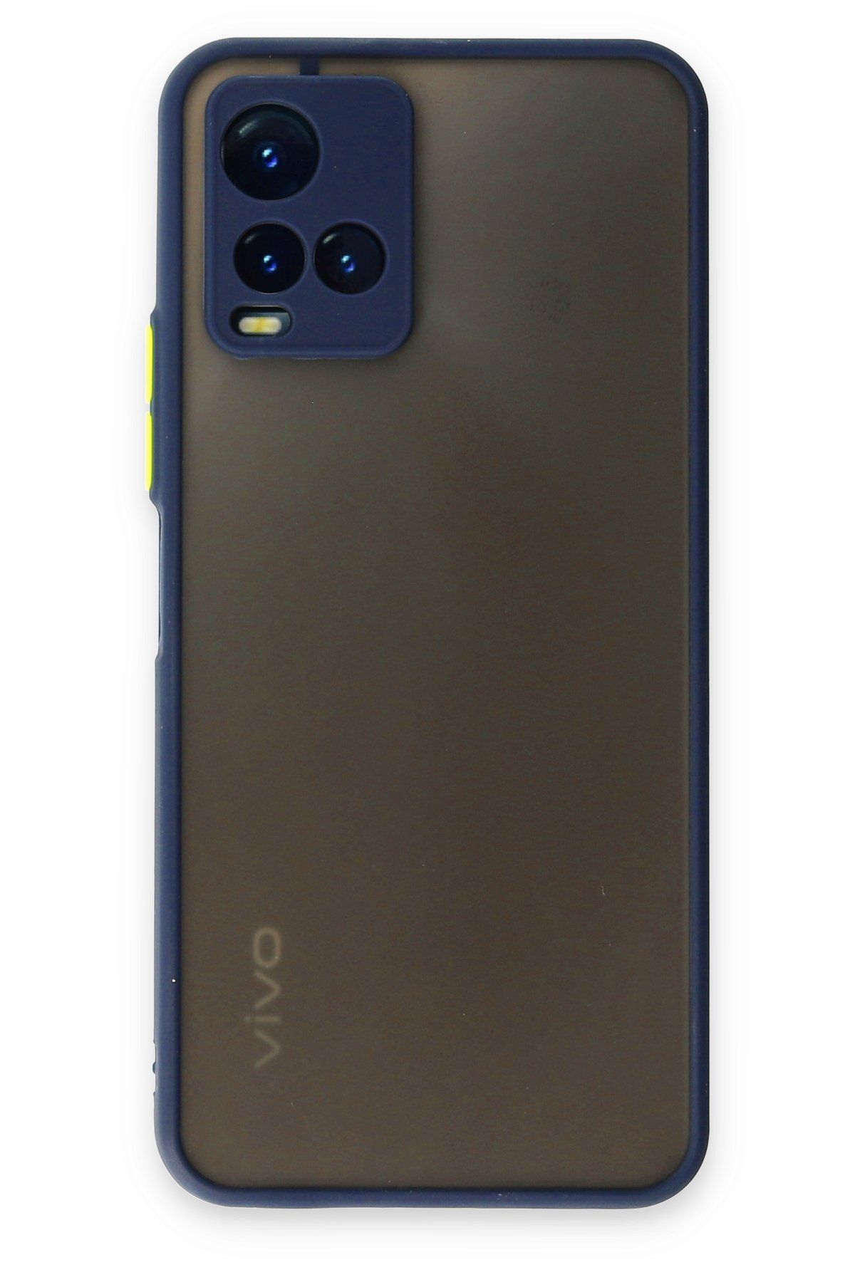 cepmoda VİVO Y21 - Jux Mat Kapak Yanları Silikon Arkası Sert Pc Buzlu Kılıf - LACİVERT