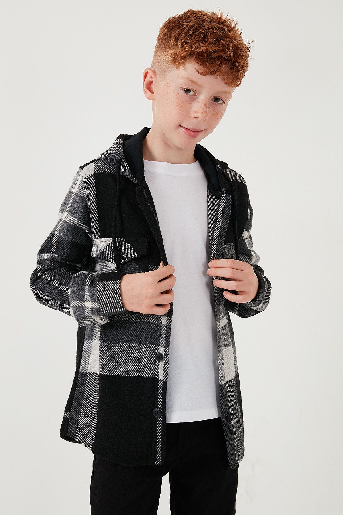 Lela-Hooded Double Pocket Plaid Winter Lumberjack Shirt for Boys 2