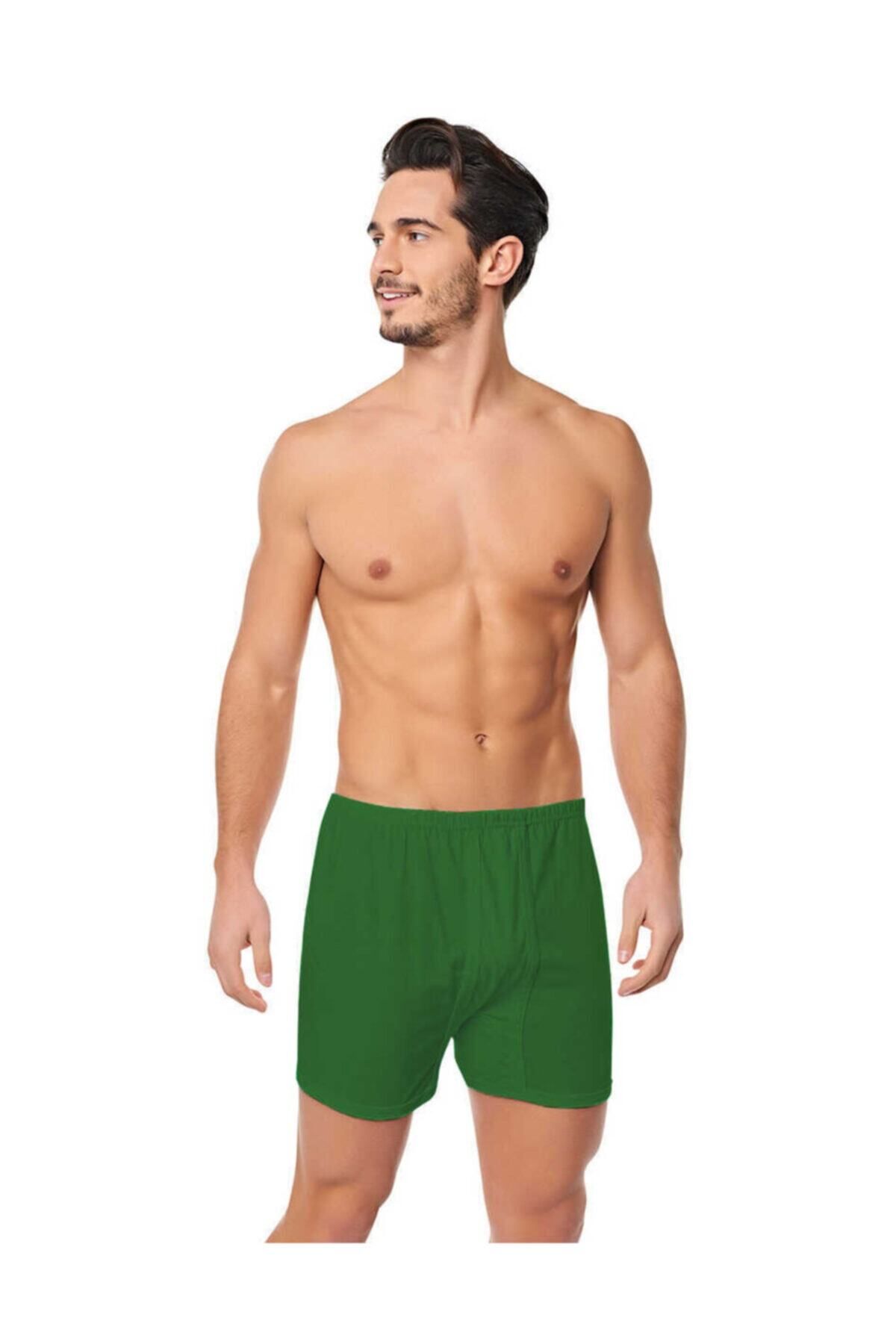 SİERNA Erkek 3 Adet Nazar Yıldız Paçalı Boxer - Haki srn-002795