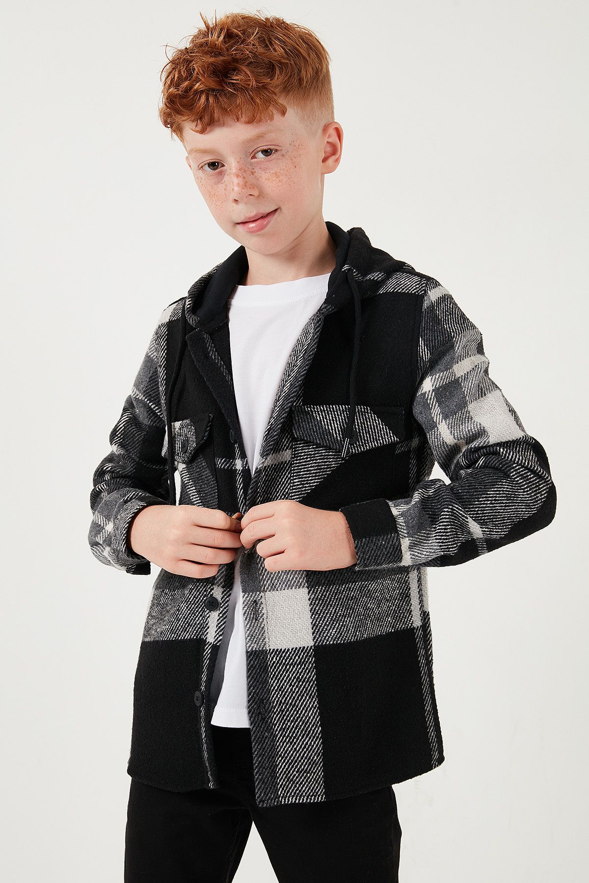 Lela-Hooded Double Pocket Plaid Winter Lumberjack Shirt for Boys 5