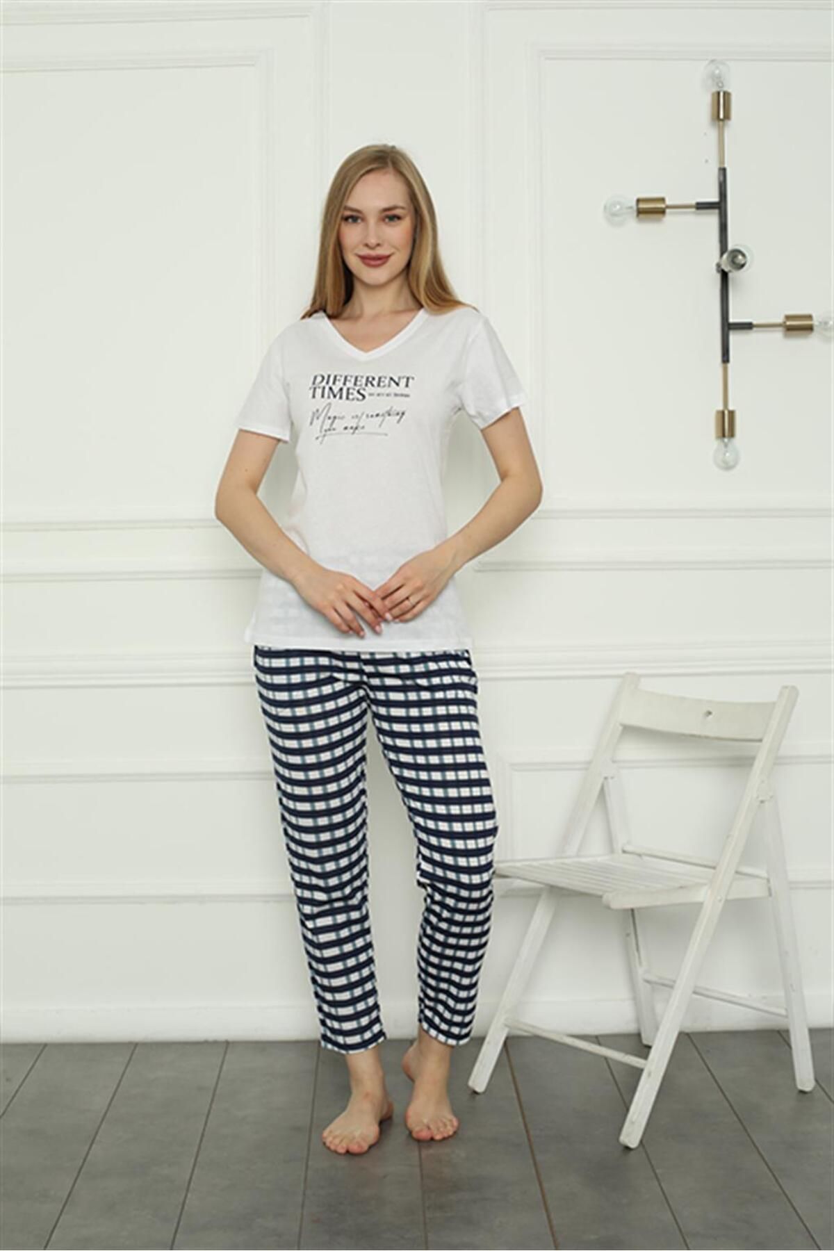 ZenWave Moda Çizgi Kadın Penye Pijama Takım