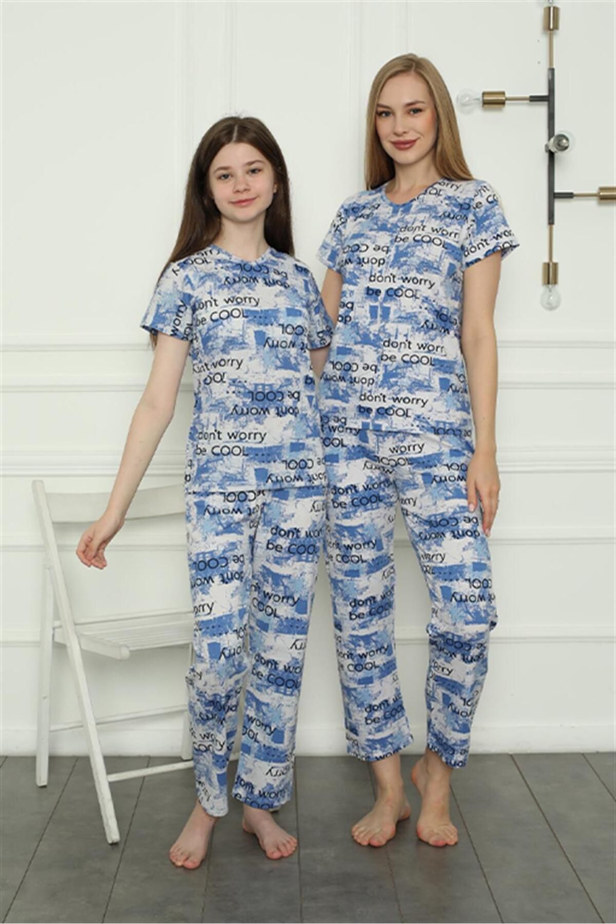 ZenWave BSMA Moda Çizgi Anne Kız Aile Penye Pijama Takım Ayrı Ayrı Satılır. Fiyatları Farklıdır 50104