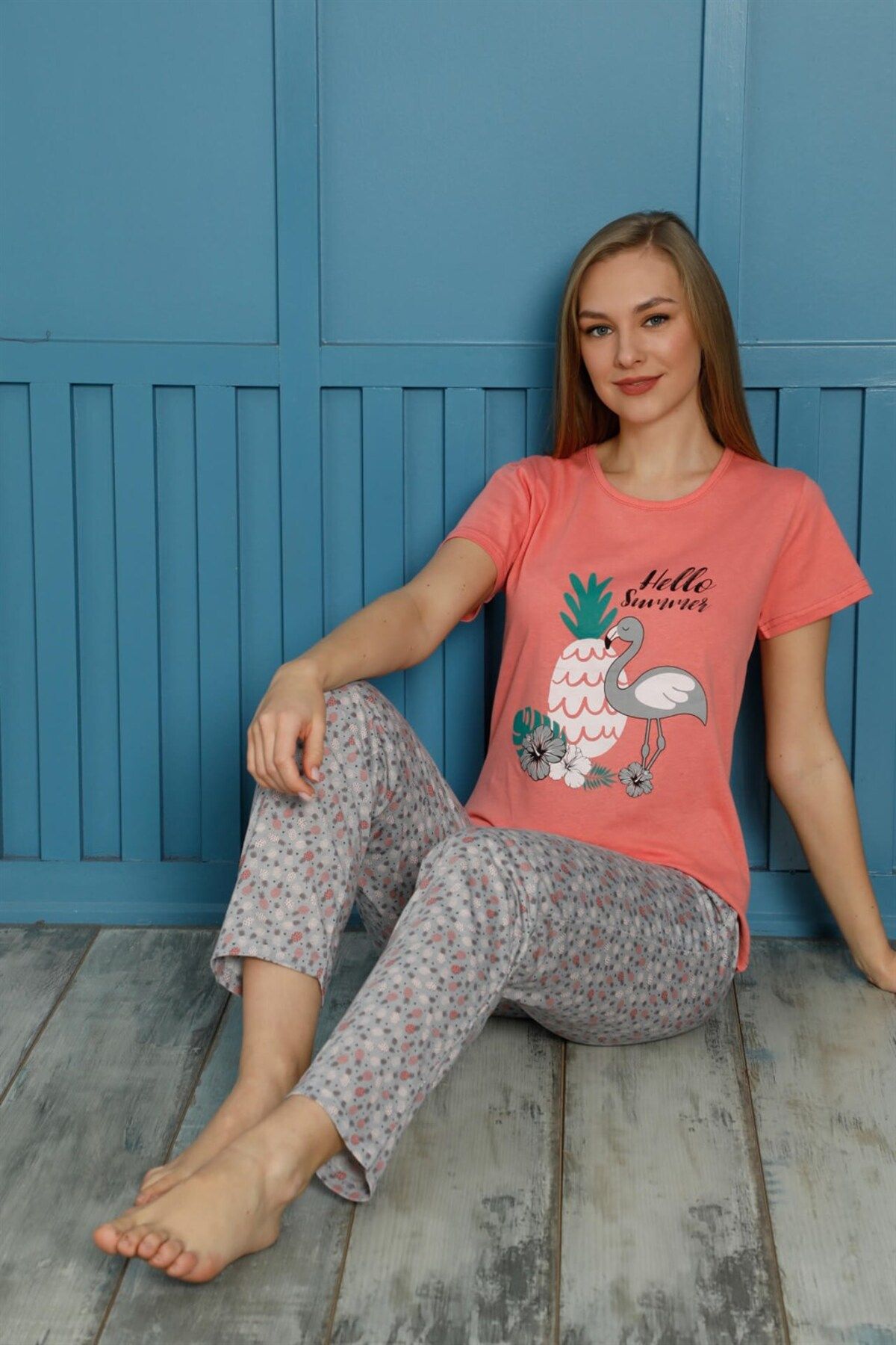 ZenWave Moda Çizgi Kadın Pamuk Pijama Takım