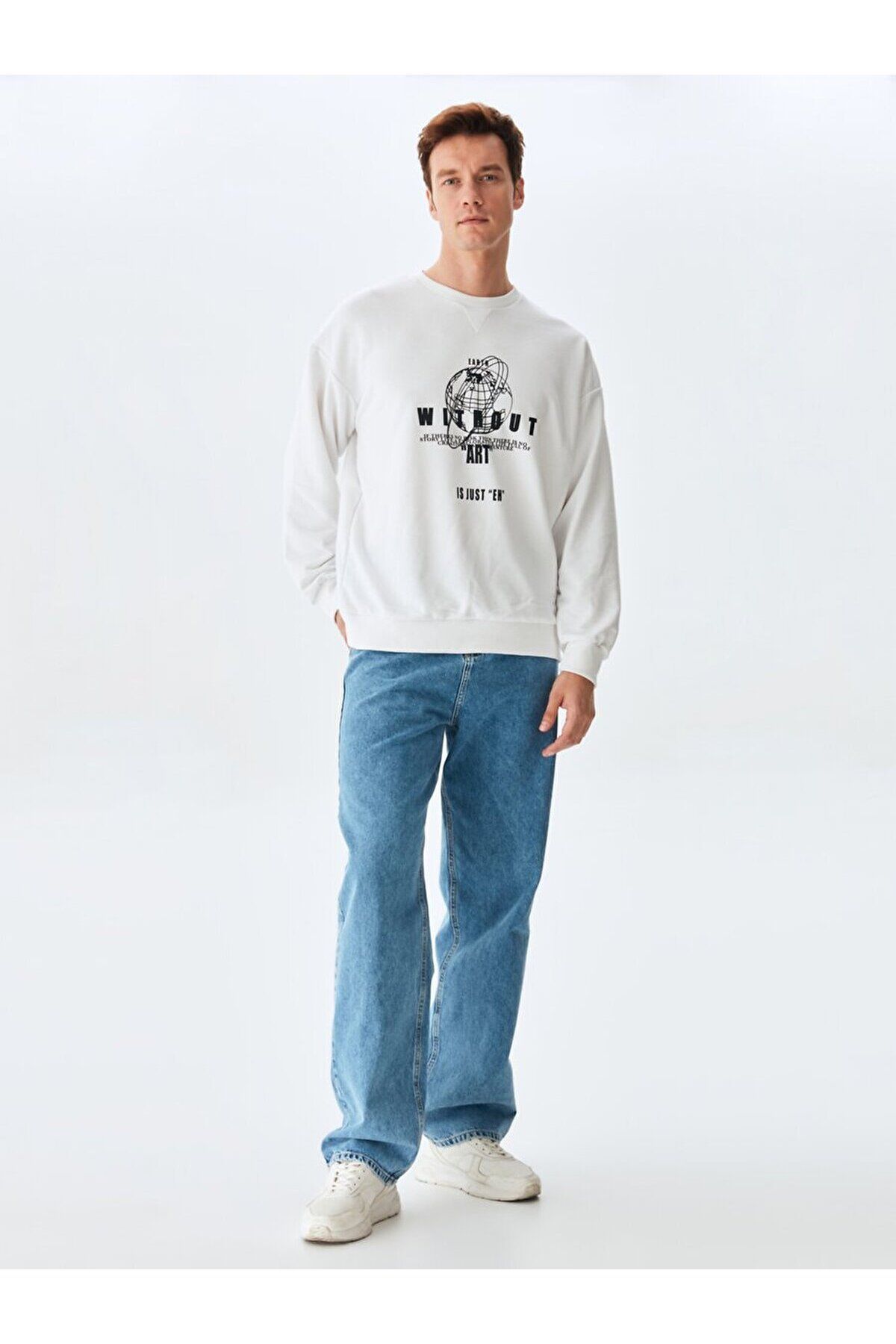 Ltb-Graphic Printed White Sweatshirt 1