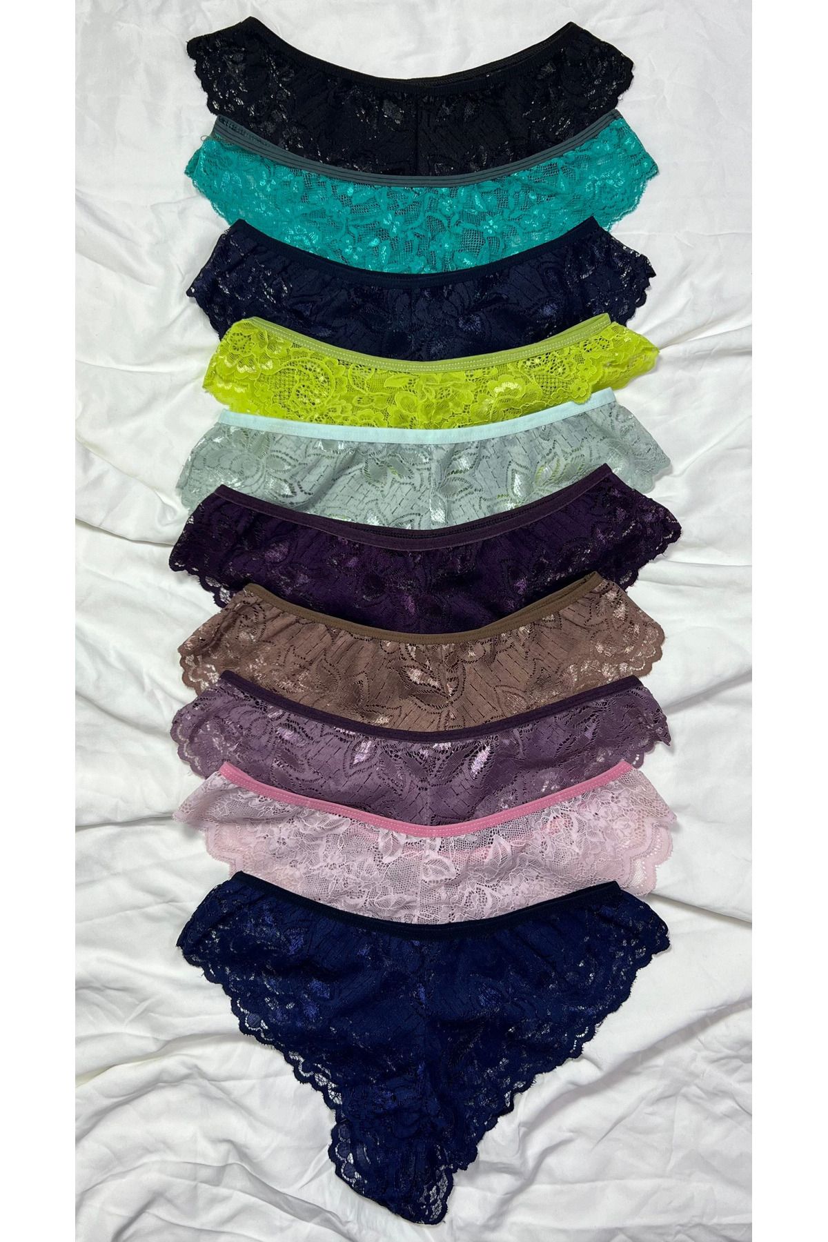 SİERNA Kadın Renkli Dantelli Bikini Külot 10'lu Paket srn-003528