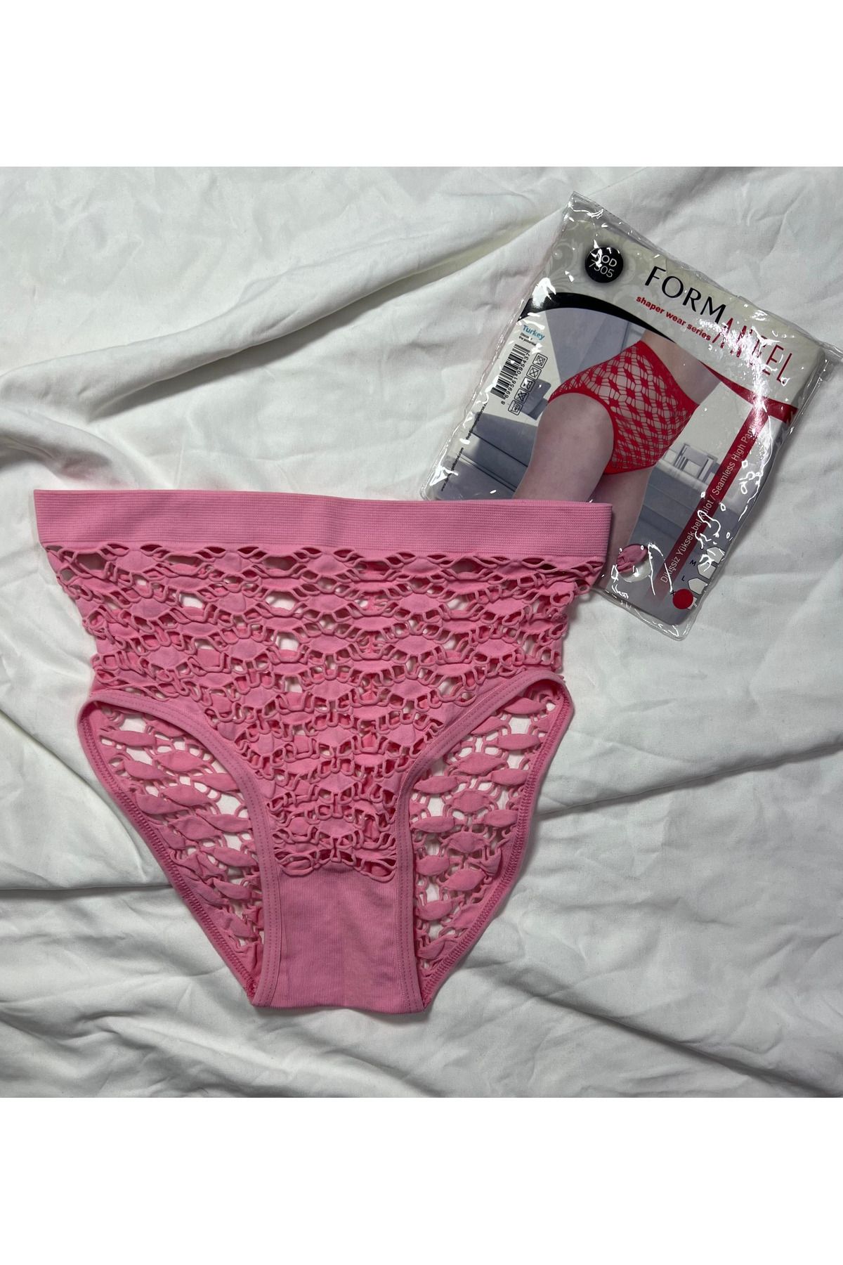 SİERNA Kadın Dikişsiz Yüksek Bel Desenli Bikini Külot 6'lı Paket Pembe srn-003522