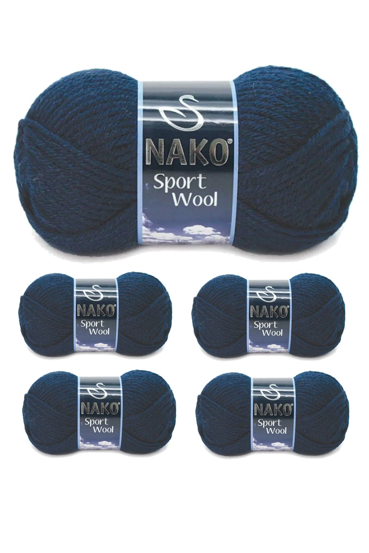 Skygo-Navy Blue 5 Pieces Sport Wool Scarf Beanie Jacket Vest Knitting Yarn Wool - No: 3088 1