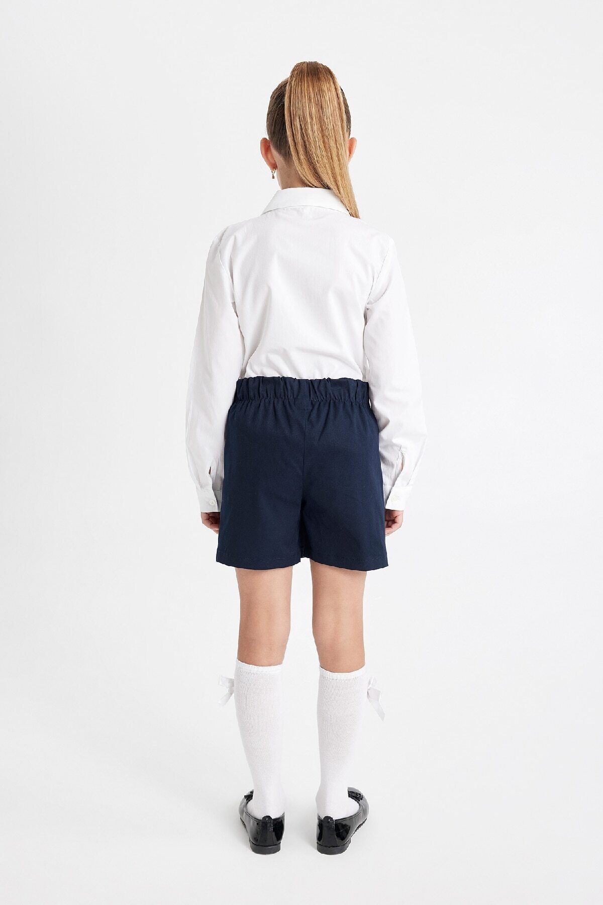 DeFacto-Girl's Gabardine Navy Blue School Skirt with Pleated Shorts A1927A824Au 6