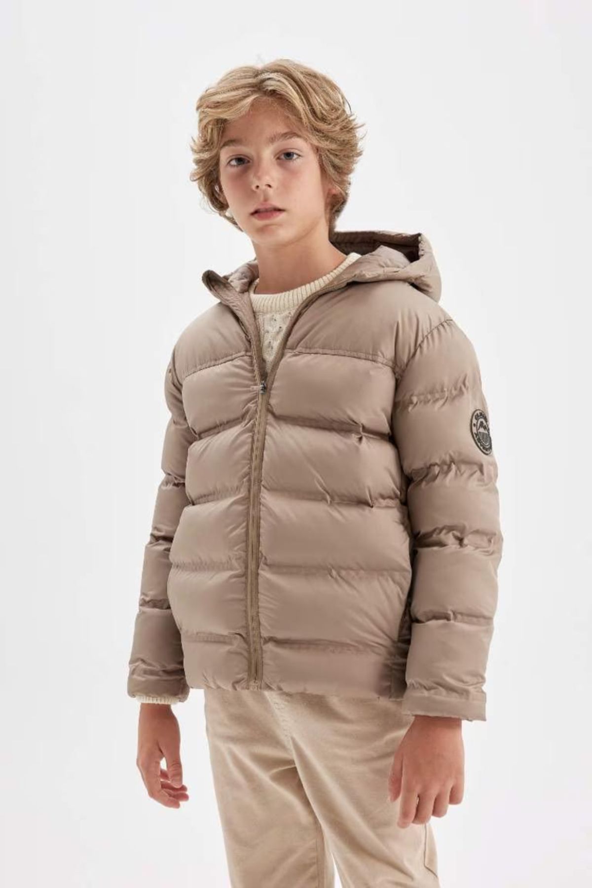 DeFacto-Boy's Water Repellent με κουκούλα και φερμουάρ Puffer παλτό A2246a824wn 4