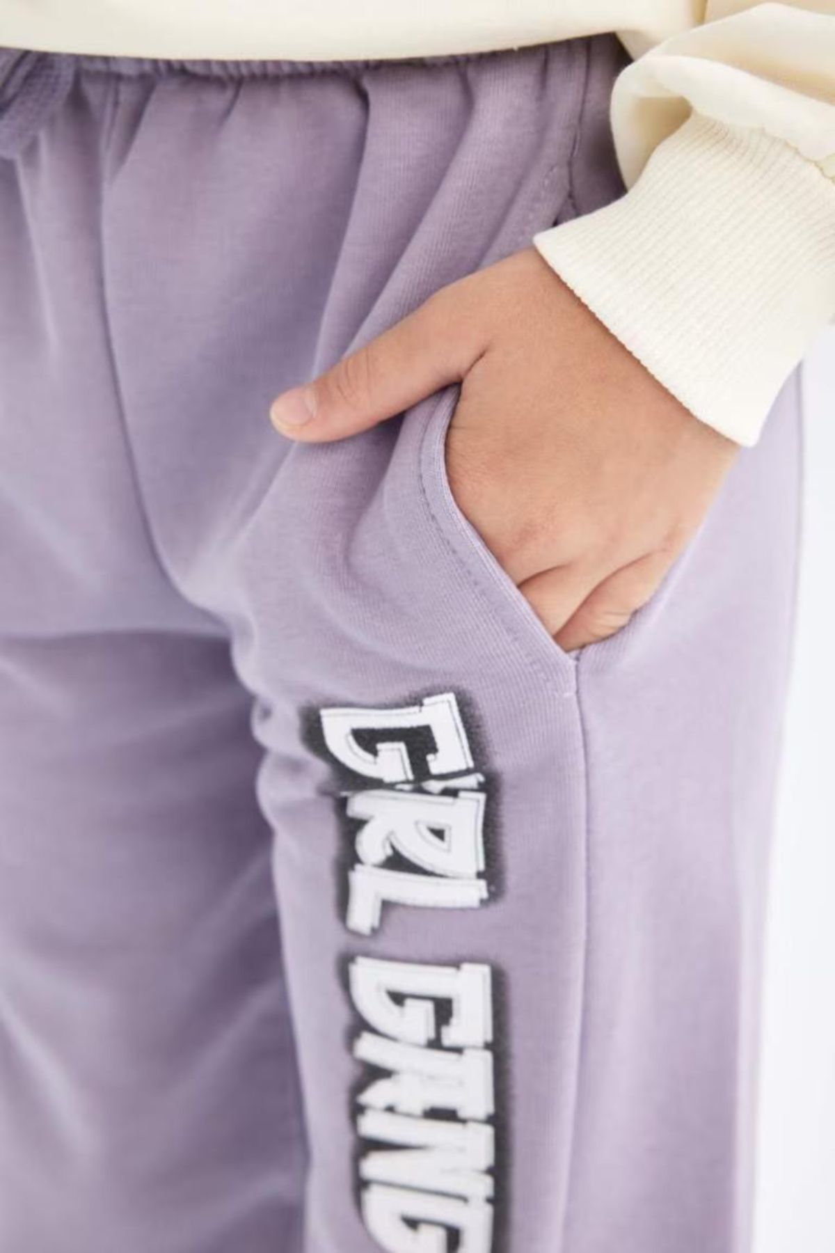 DeFacto-Girl's Jogger Sweatpants - Printed, Elastic Waist Leg and Pocket D0739A824Au 4