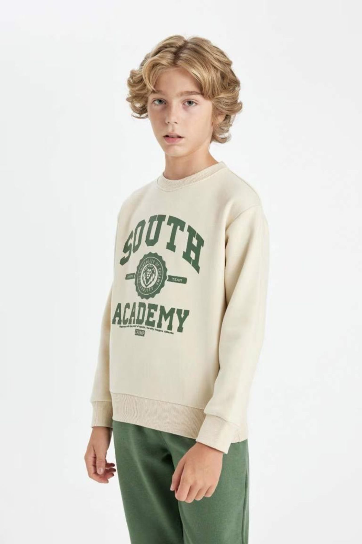 DeFacto-Boy's Sweatshirt and Jogger Tracksuit Set - Crew Neck, Elastic Waist, Printed 3145903 4