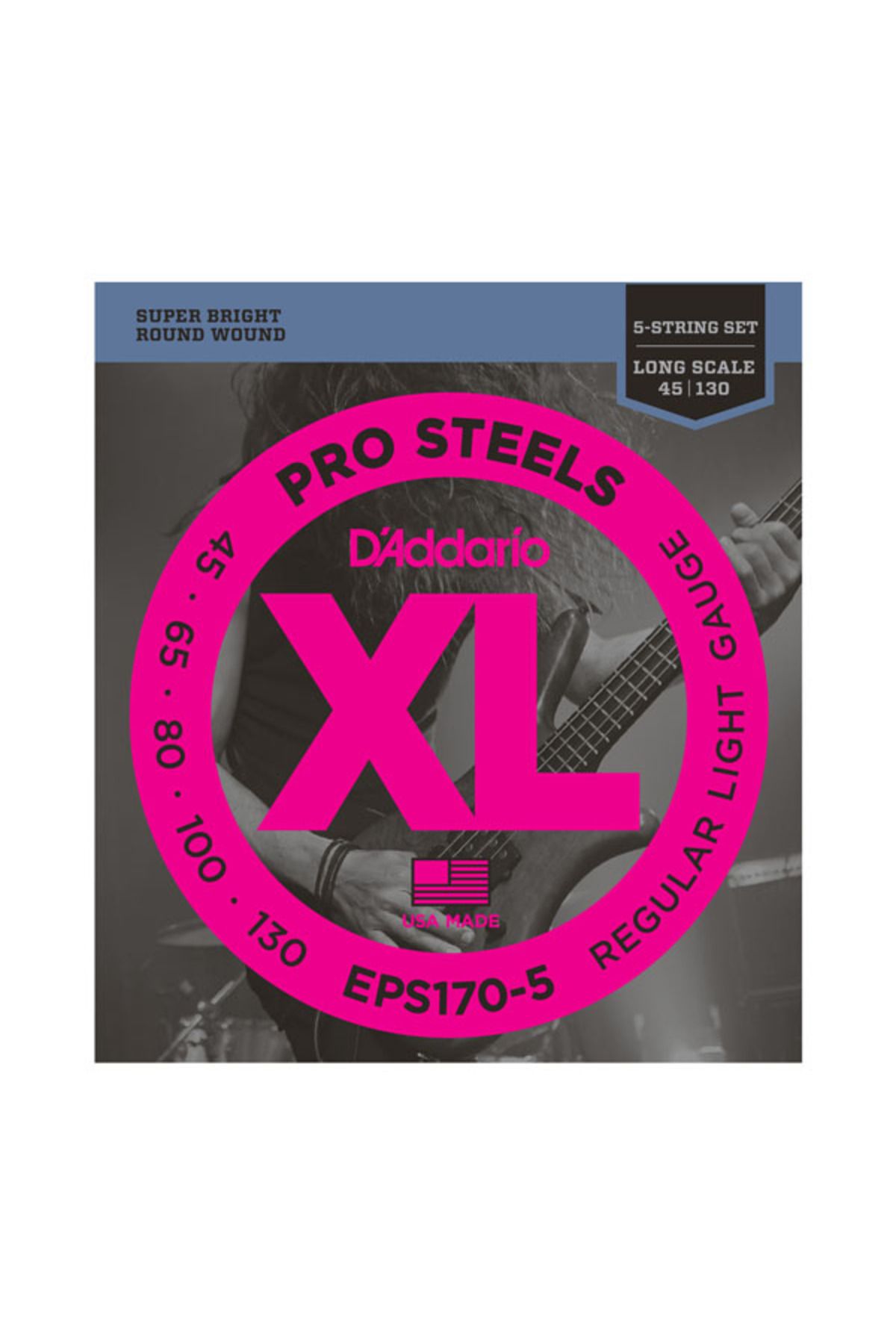 Daddario-Eps170-5 Bass Guitar String Set, 5 Strings, Xl, 45-130, Long Scal Bass Guitar String Set (5 Strings) 0. 1