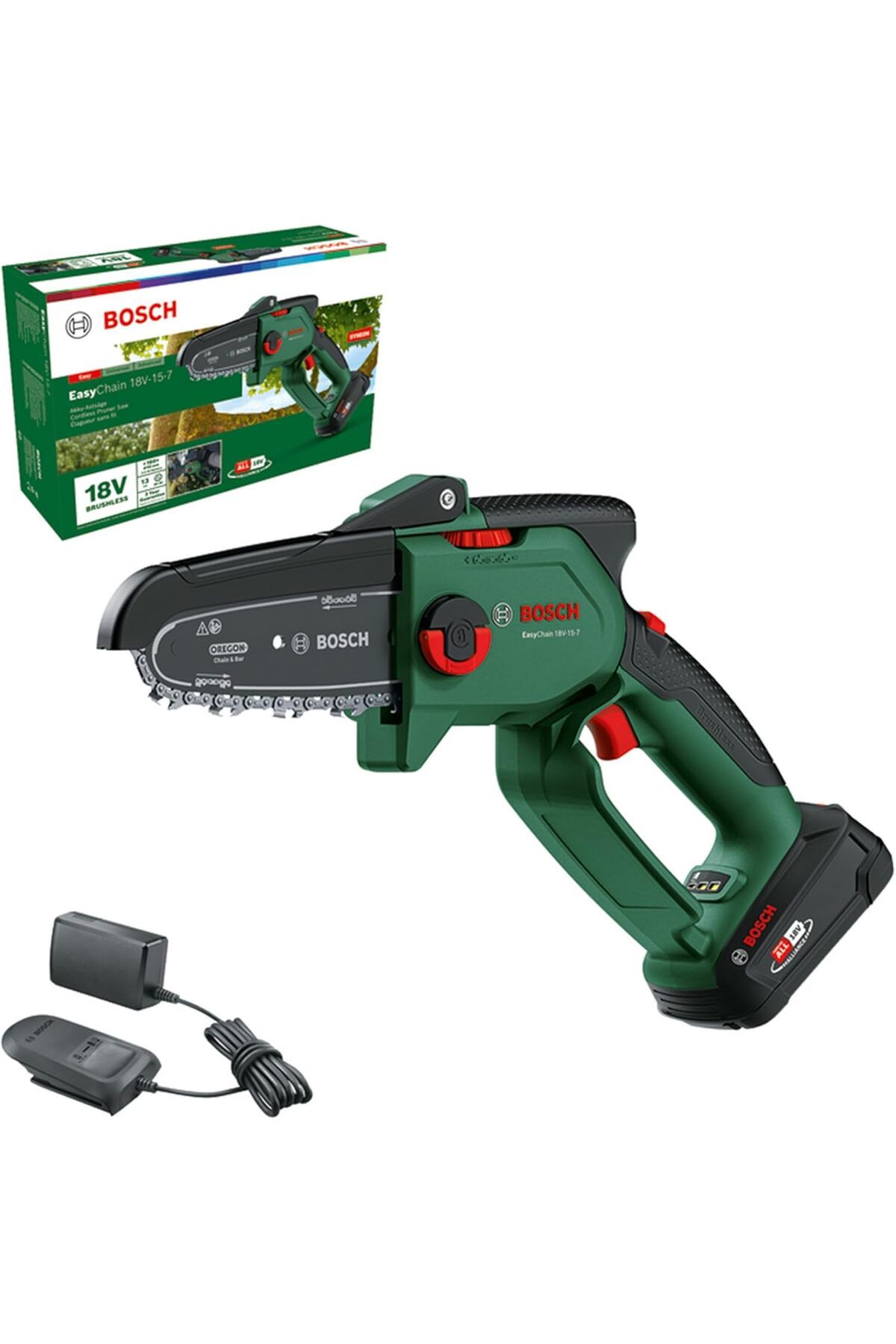 Bosch EasyChain 18V-15-7 Şarjlı Zincirli Budama Makinası 18 Volt