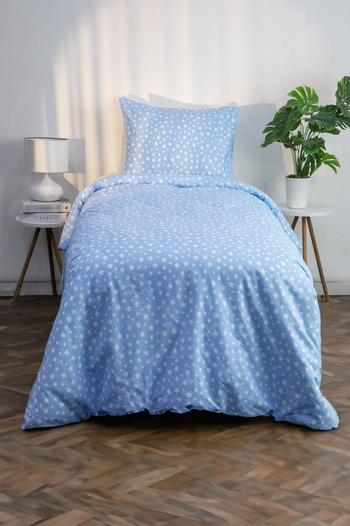 FAVORA-Blue Mimosa Cotton Ranforce Single Duvet Cover Set 2