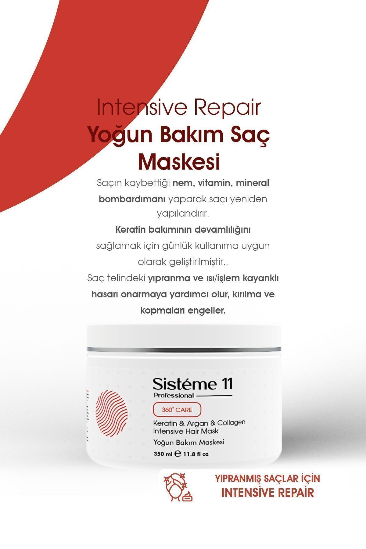 Sistéme 11 Yıpranmış Saçlar Için Intensive Repair Yoğun Bakım Maskesi 350 ml 8684091004202