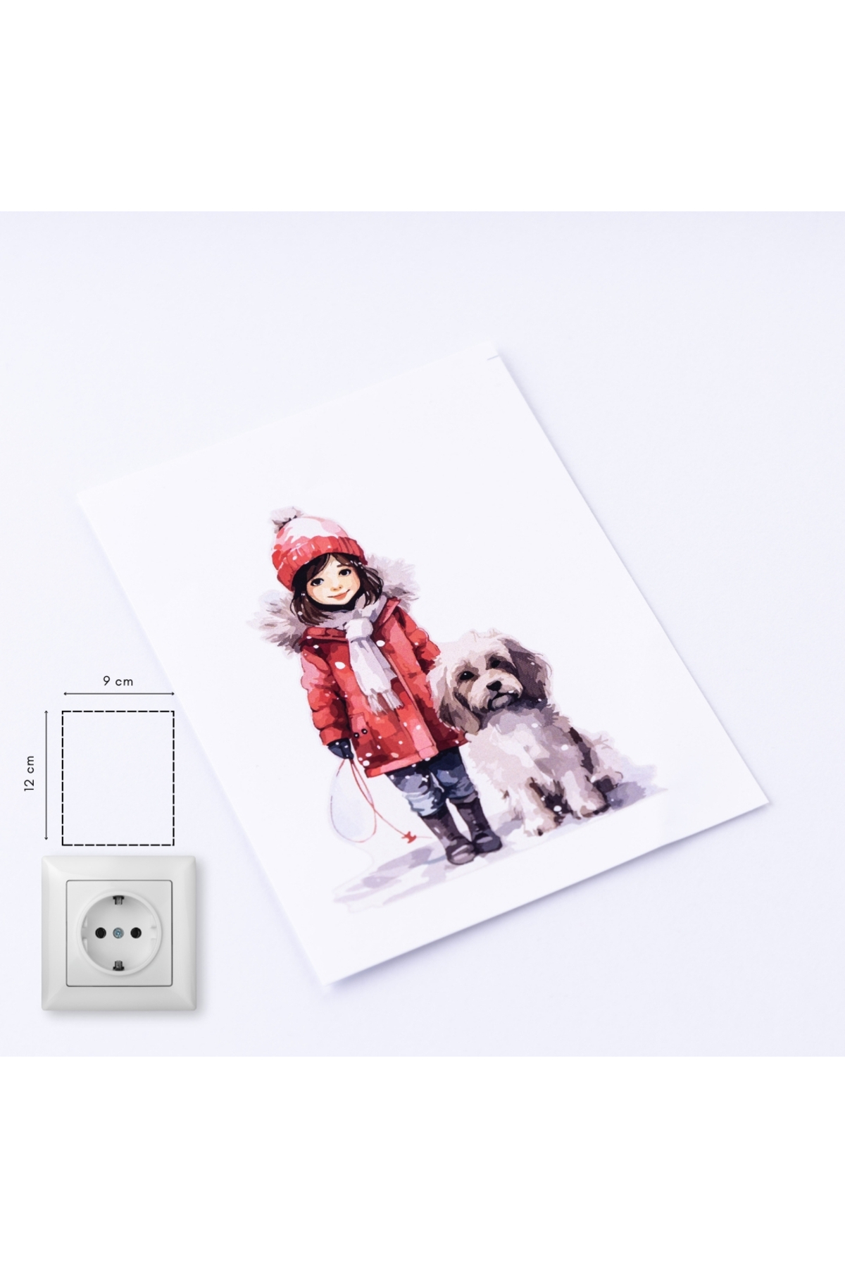 Bimotif Yılbaşı Priz Sticker 9x12 Cm, Kız Çocuğu Ve Köpek 5 Adet fotoğrafı 2 (önizleme)