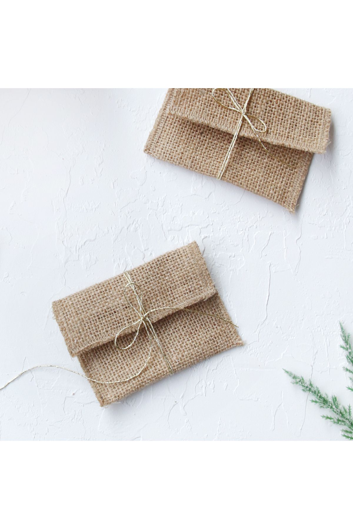 Bimotif-10 Tiny Jute Envelopes - 7X10 cm 2