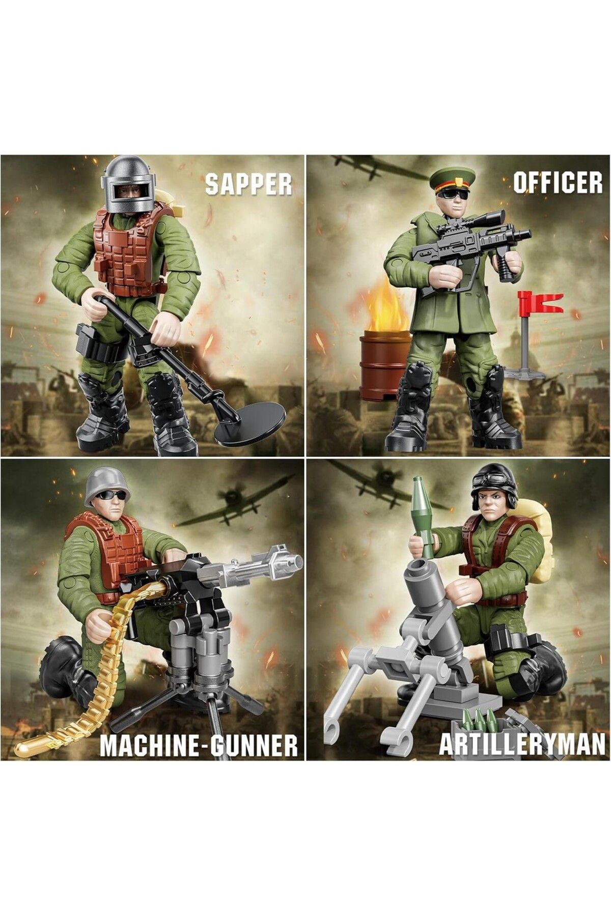 VARSTHREE-8 Pieces Mini Soldier Action Figures Set - Army Model Building Blocks Toy 3