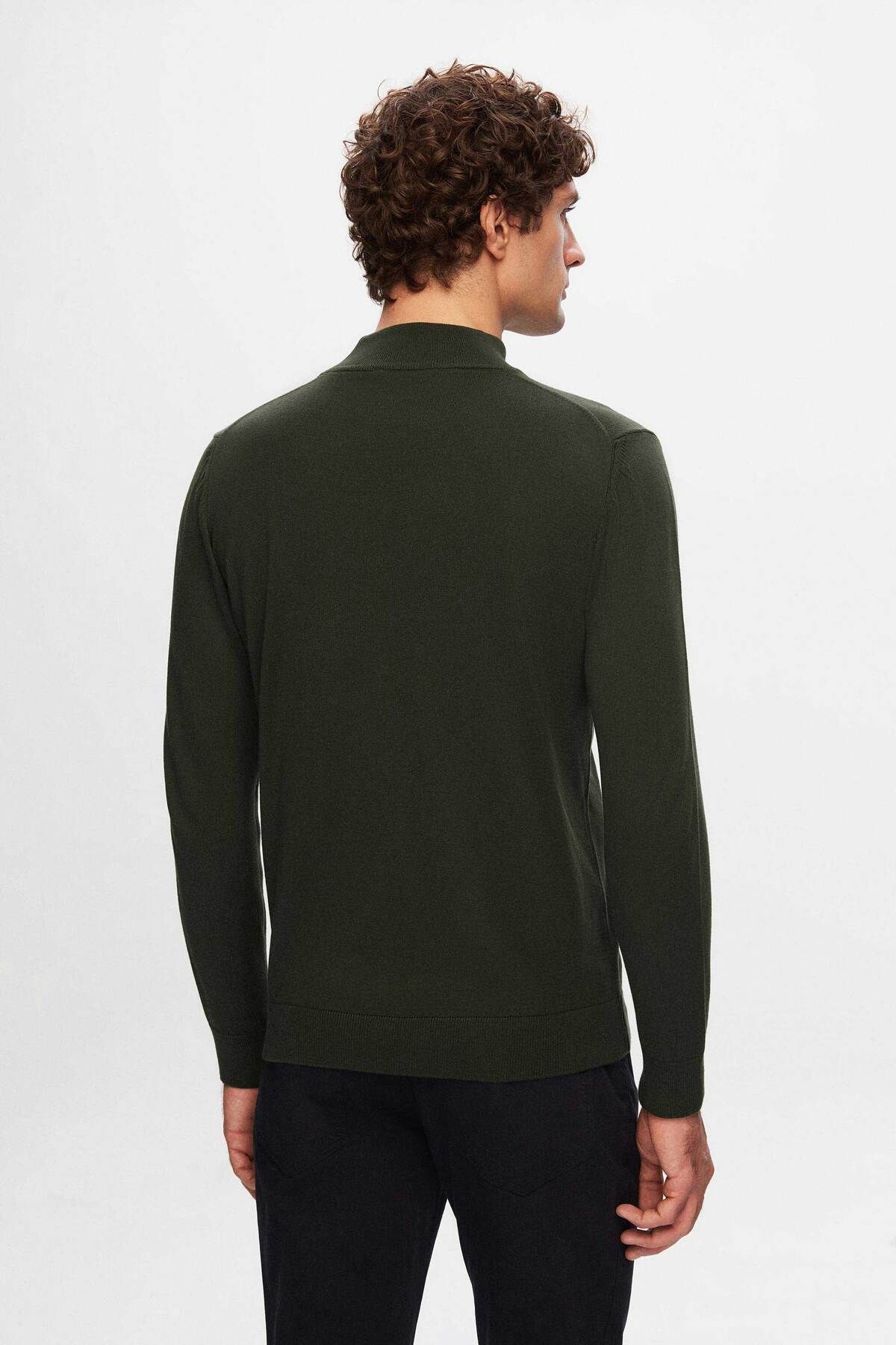 D'S Damat-Khaki Cotton Blended - Half Fisherman Regular Fit Knitwear Sweater 4