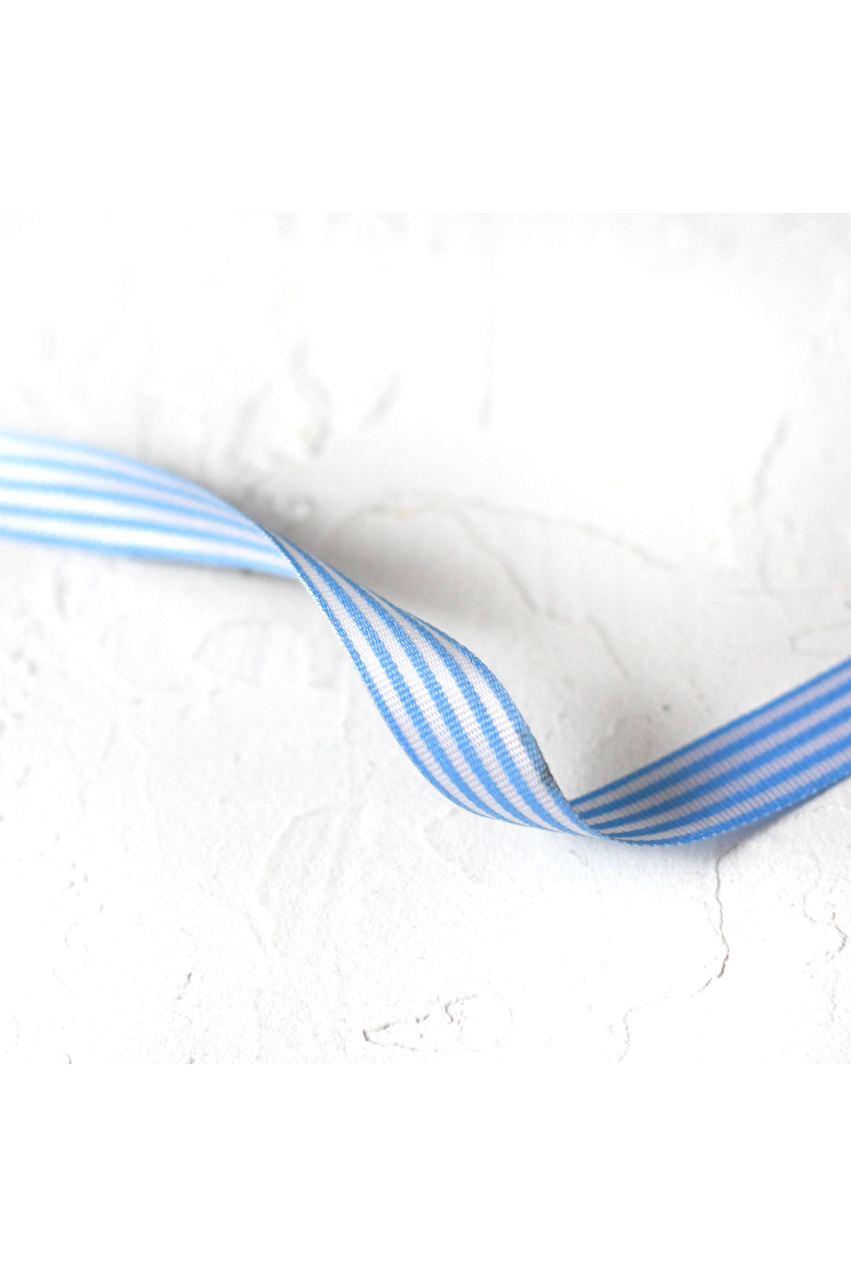 Blue White Striped Taffeta Ribbon, 2 Meters 10 Mm
