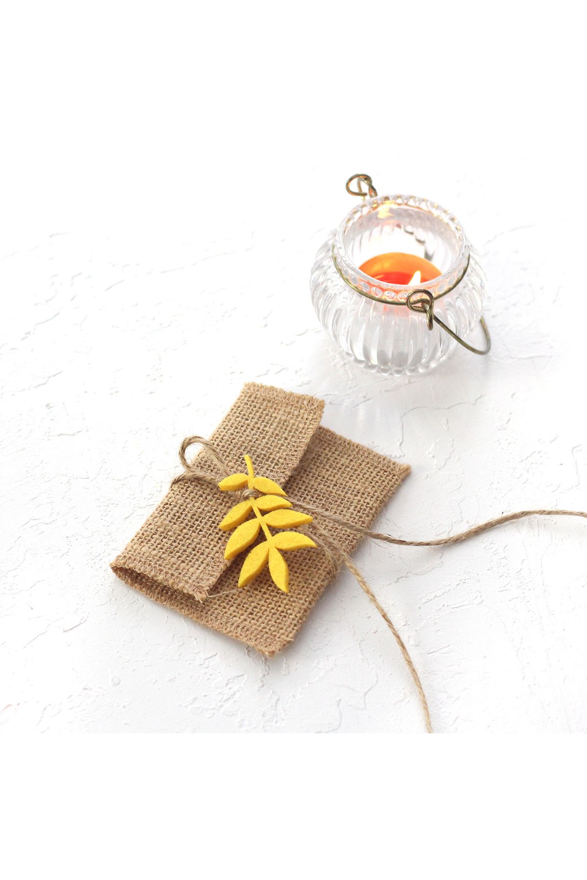 Bimotif-Felt Leaf Tiny Jute Envelope, 7x10 Cm Yellow (20 PCS) 4