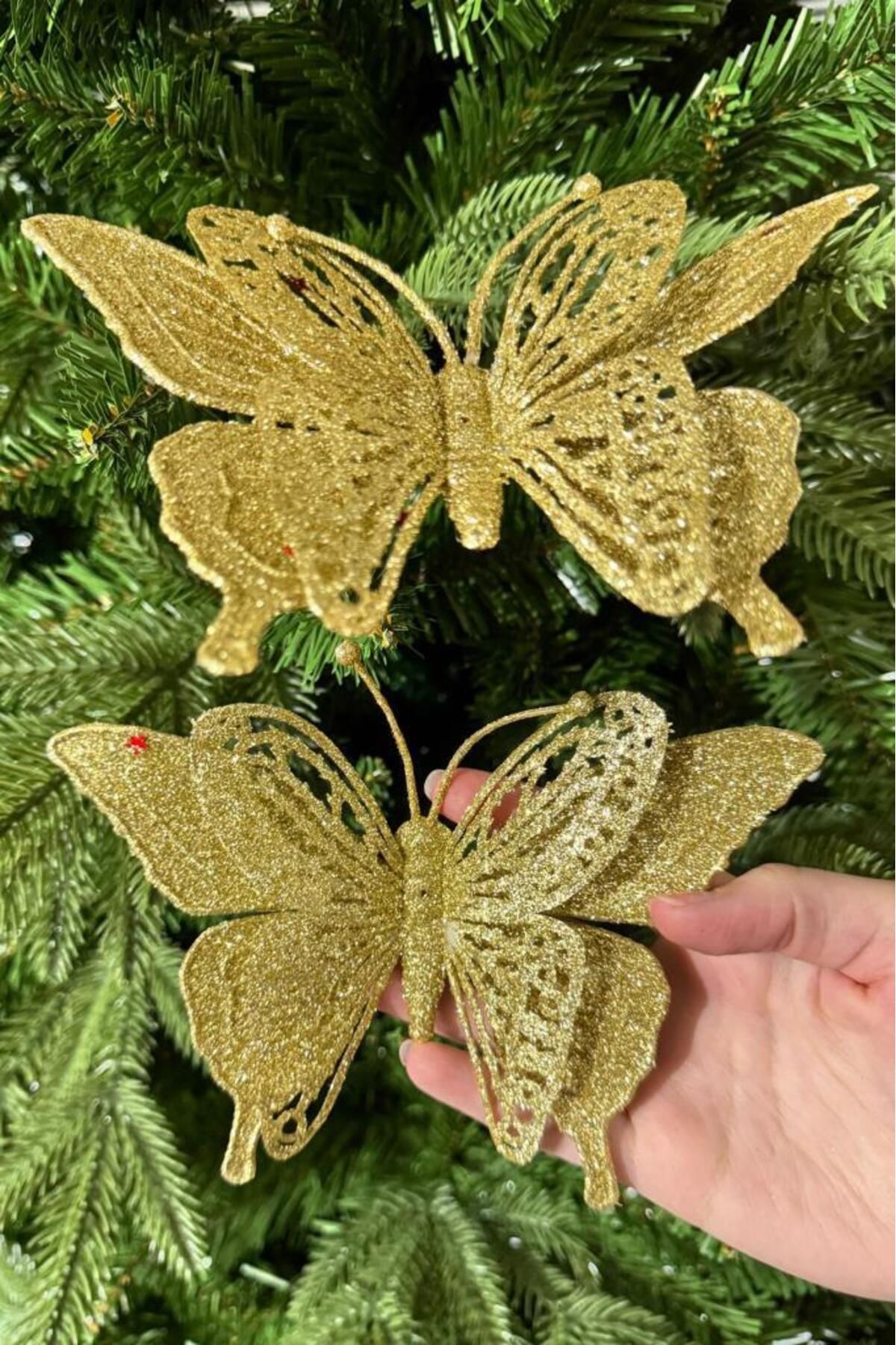 BeySüS-Christmas Pine Tree - Ornament Butterfly and Gold Double Design 2