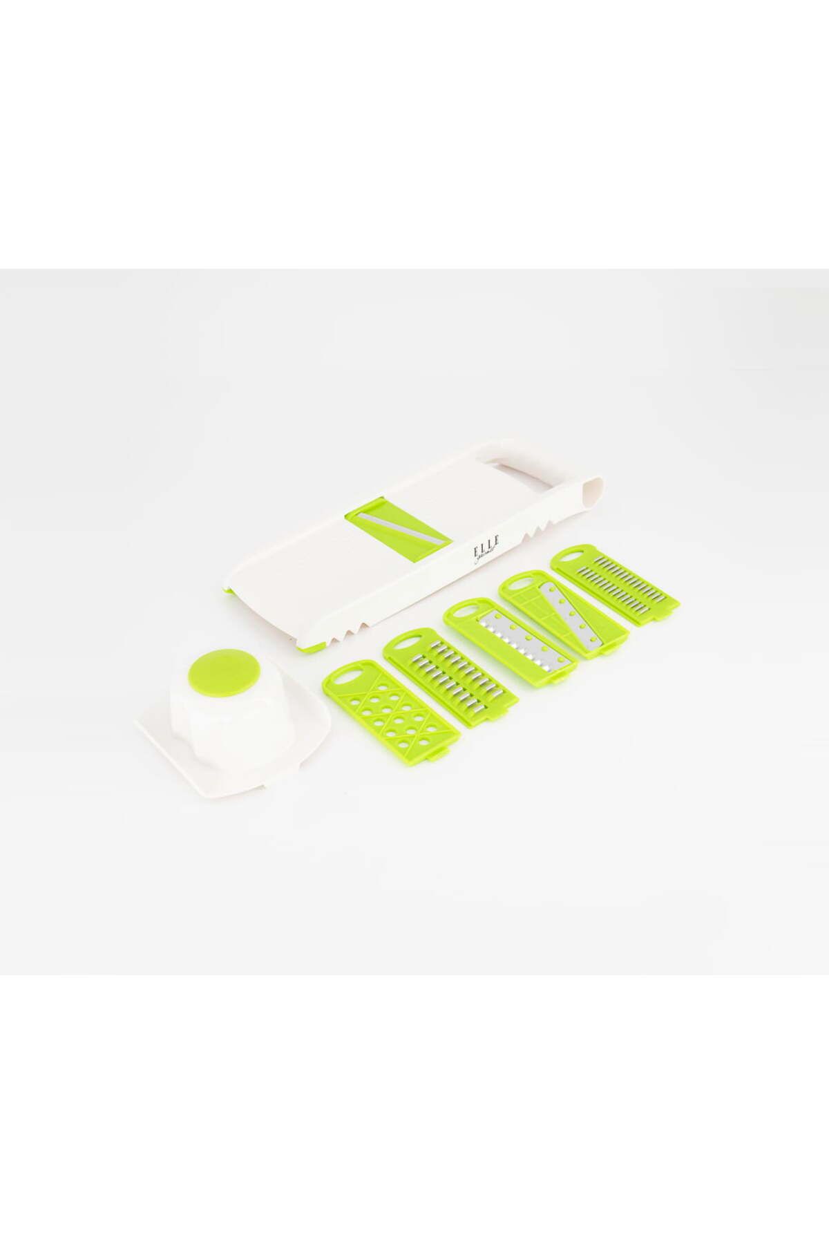 Elle-8 Piece Mandoline Set, Green and White 4