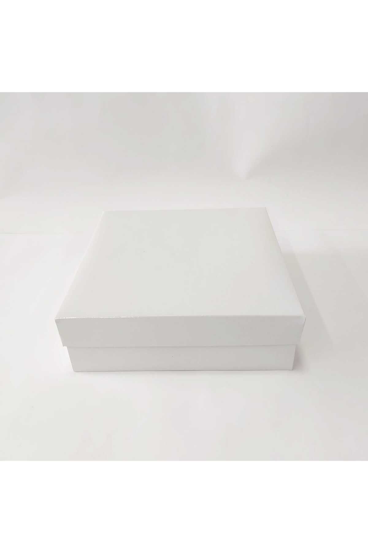 teknotrust 50 Adet Beyaz Takı Kutusu, Tam Kapaklı, Selefonlu ve Süngerli, 12x12x3 cm