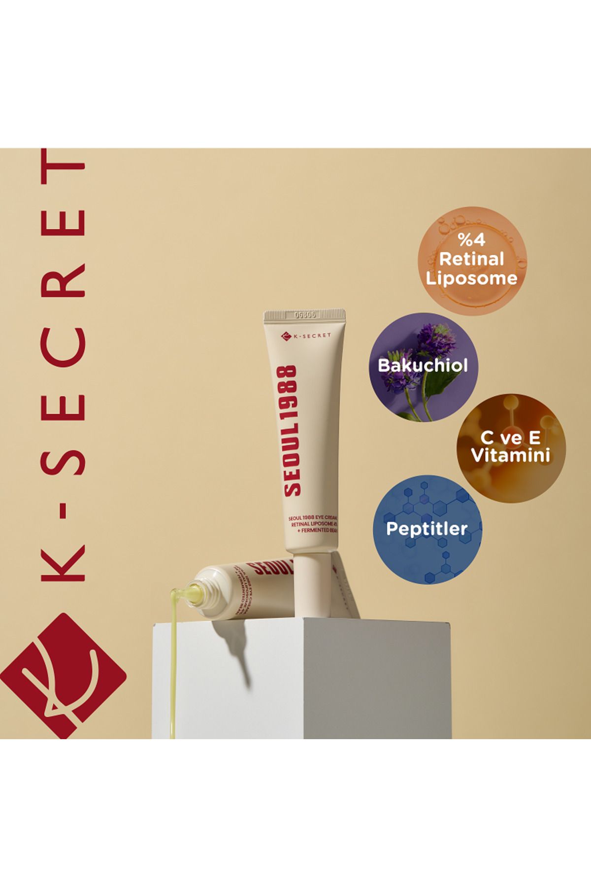 KSECRET Seoul 1988 Eye Cream Retinal Liposome 4%+fermented Bean 30ml - Yaşlanma Karşıtı Göz Kremi