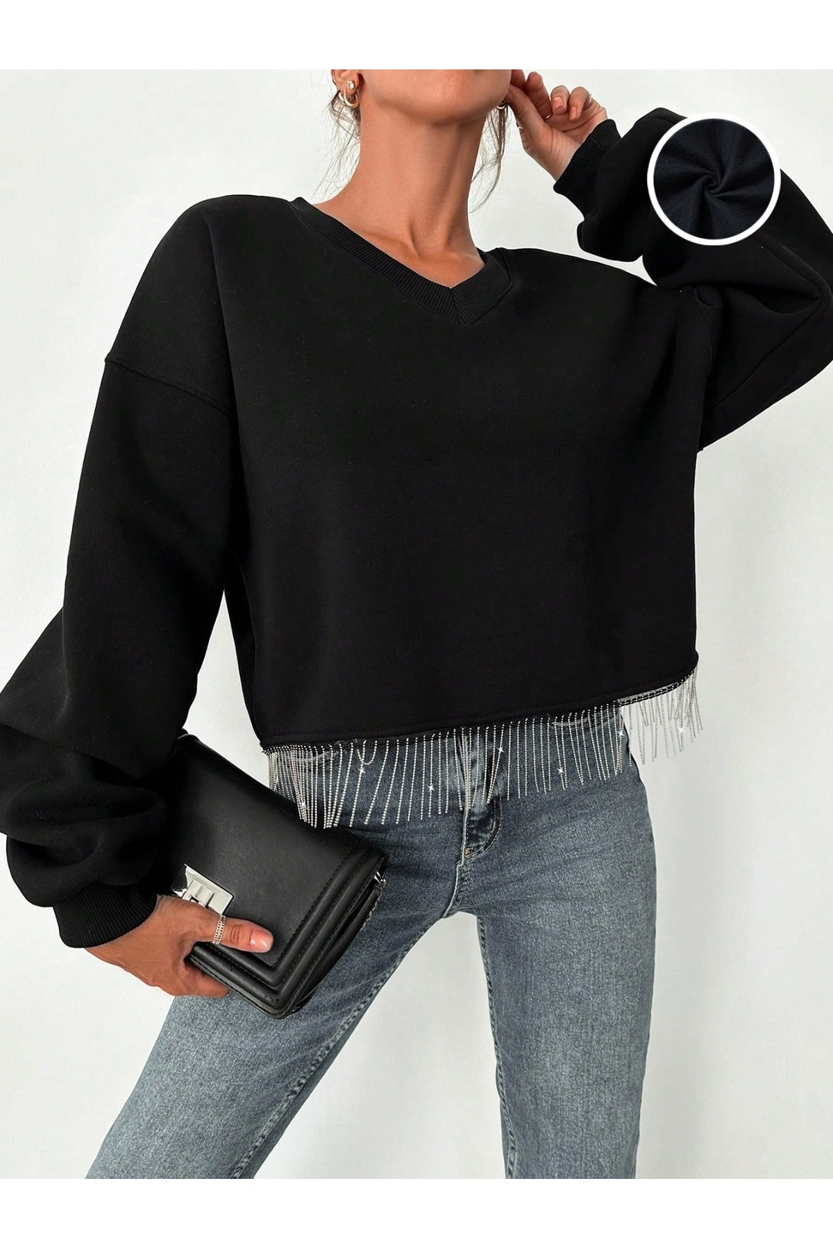 onlymoon ΓΥΝΑΙΚΕΙΑ ΡΟΥΧΑ ΜΑΥΡΟ ΦΟΥΤΕΡ ΜΕ ΛΕΠΤΟΜΕΡΗ ΑΛΥΣΙΔΑ, ΜΠΛΟΥΖΑ