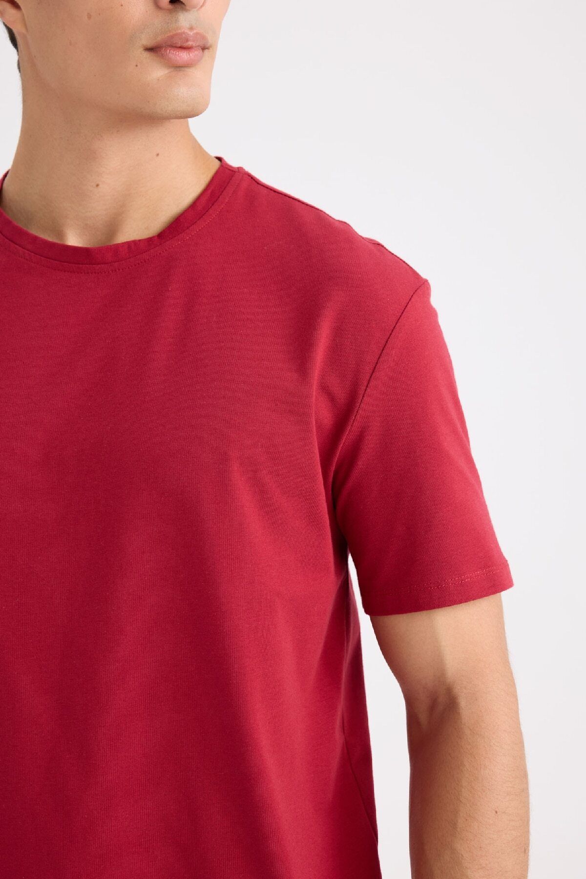 DeFacto-New Regular Fit Crew Neck Basic Plain Short Sleeve T-Shirt E1091Axns 5