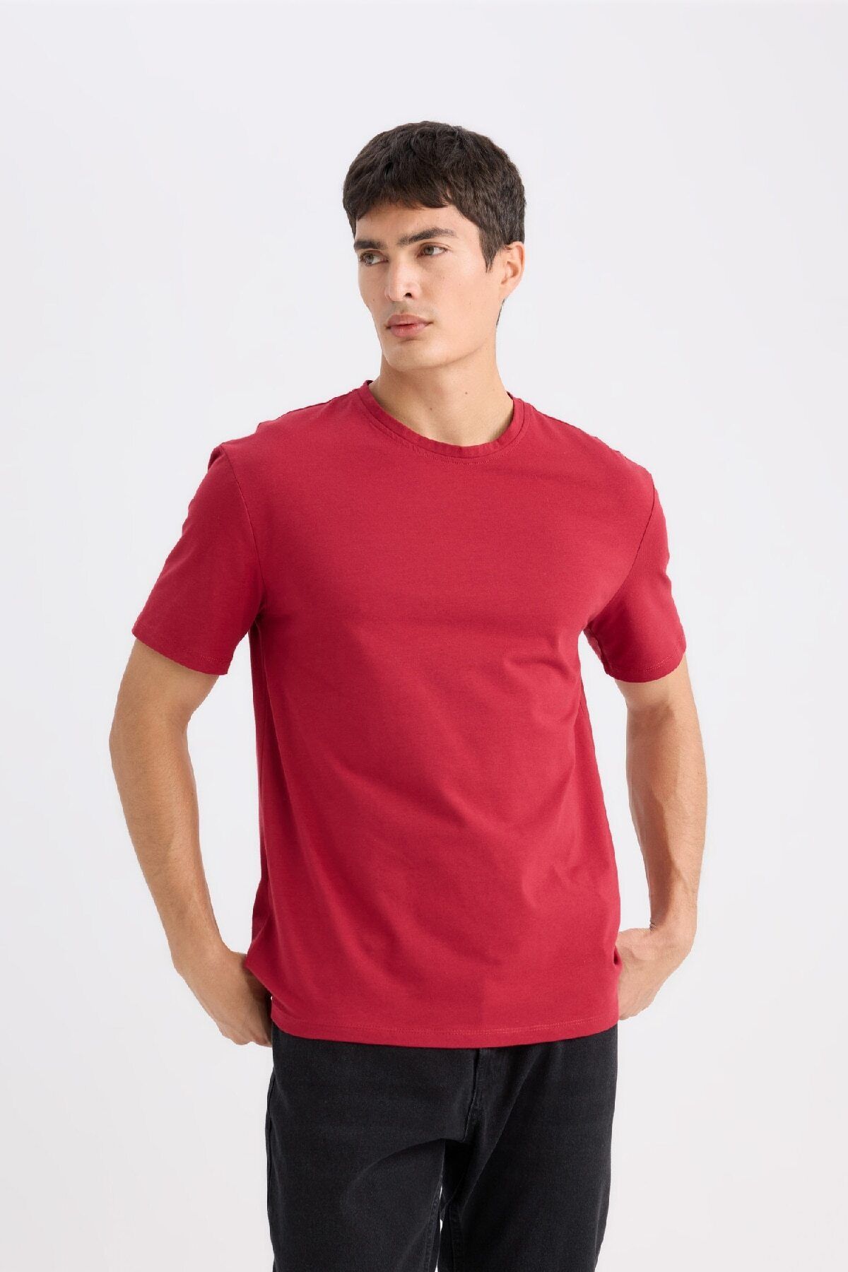 DeFacto-New Regular Fit Crew Neck Basic Plain Short Sleeve T-Shirt E1091Axns 4