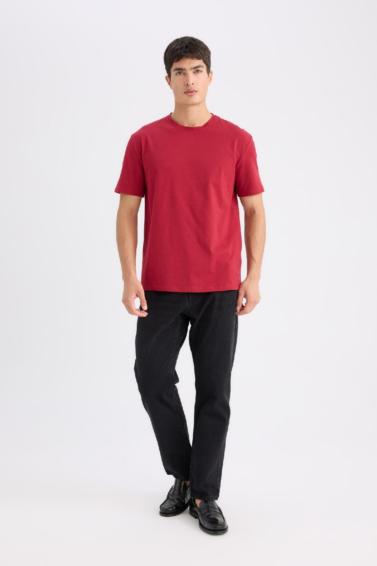 DeFacto-New Regular Fit Crew Neck Basic Plain Short Sleeve T-Shirt E1091Axns 2