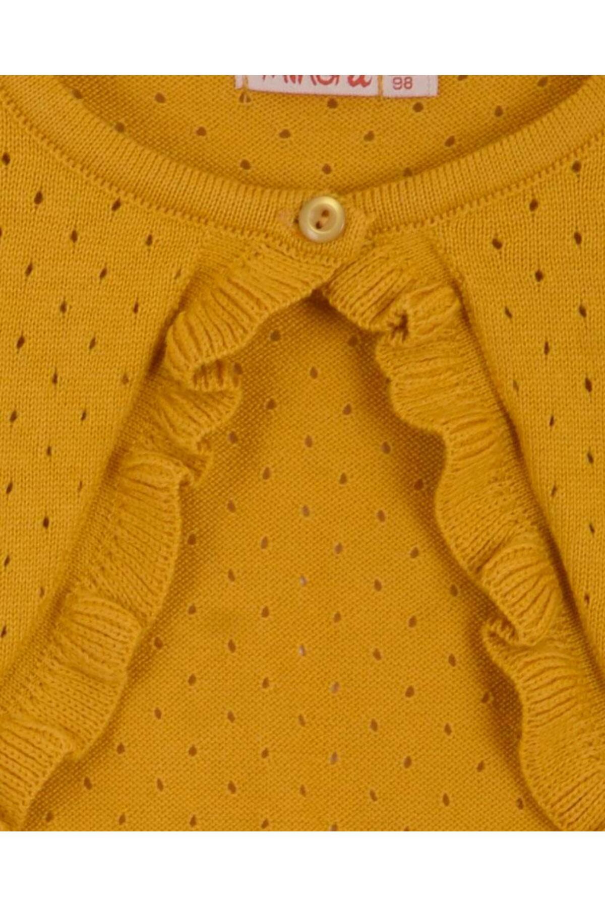 Minora Triko Ajurlu Fırfır Detaylı Bolero 3-6 Yaş HARDAL fotoğrafı 4 (önizleme)