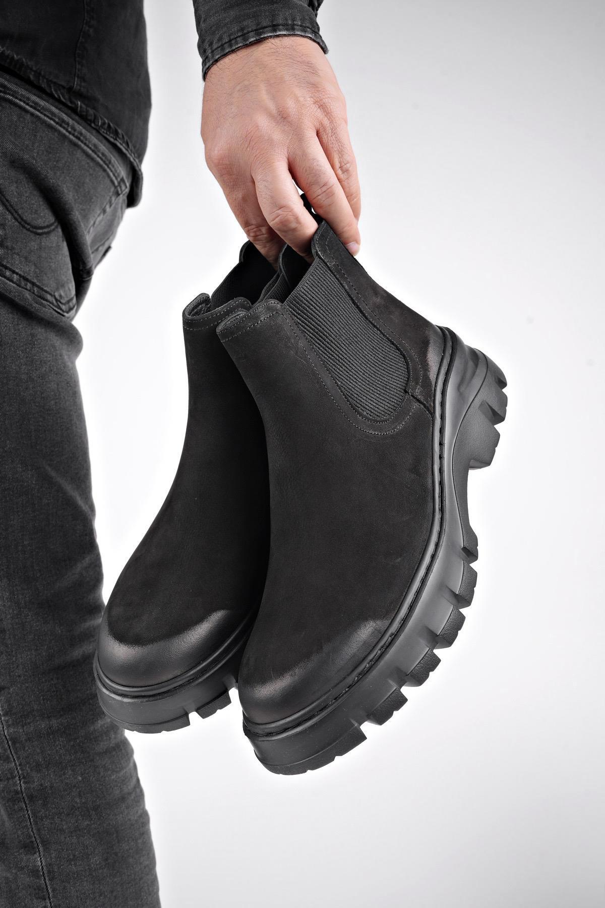 Muggo  Ragnar Garantili Hakiki Deri Kalın Taban Erkek Chelsea Bot - Görsel 4