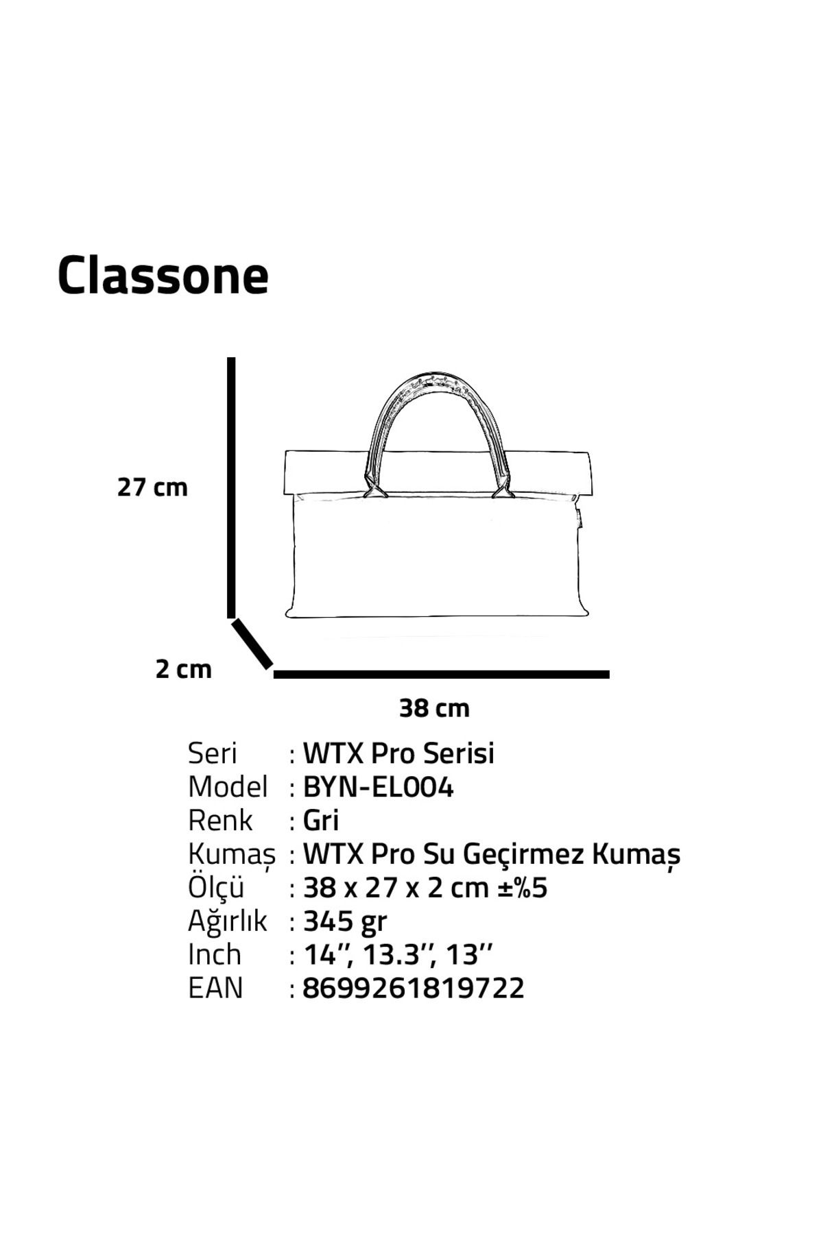 Classone-13-14 Inch Laptop, MacBook Air, Notebook Handbag-Tote Bag-Wtxpro Waterproof Fabric-Grey 8