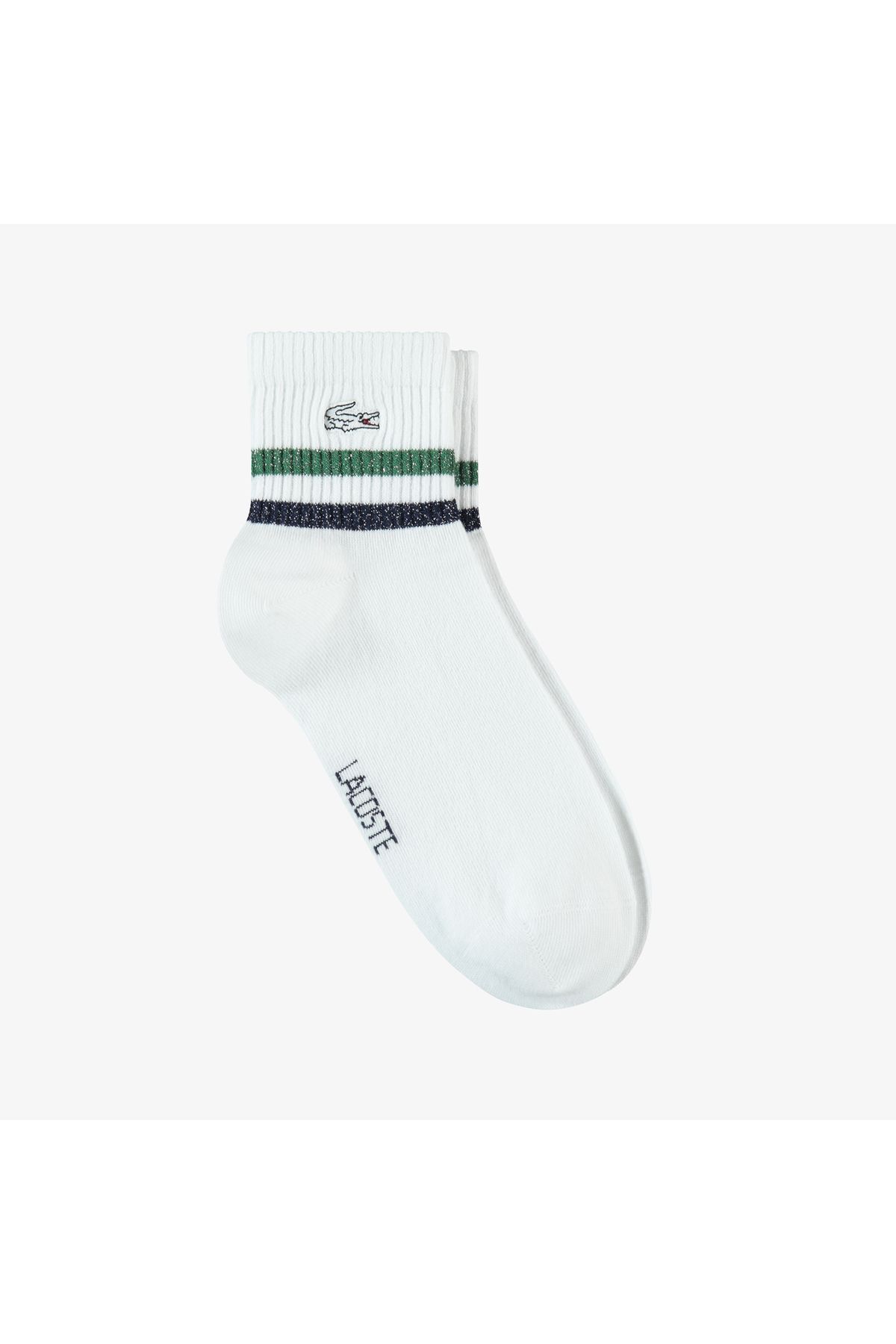 Lacoste Unisex Çizgili Beyaz Çorap